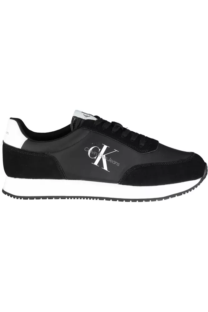 Black Polyester Men Sneaker
