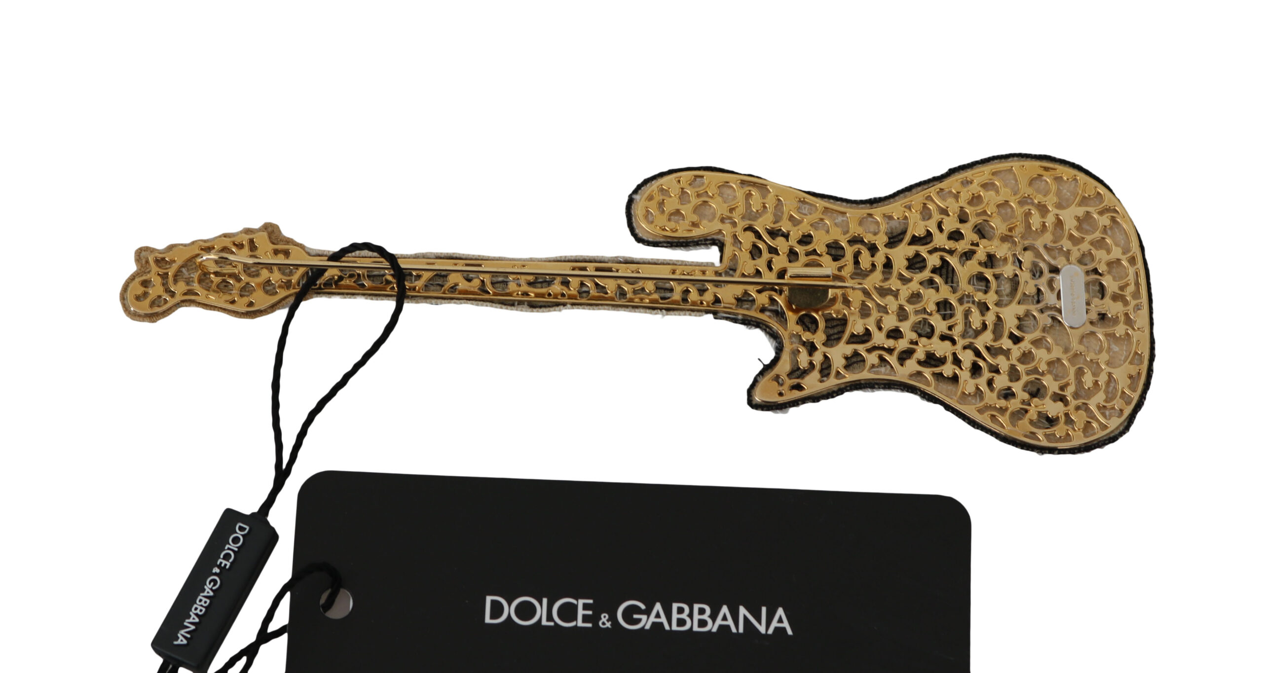 4272270.jpg Gold Sequined Guitar Pin Brooch - Image 2