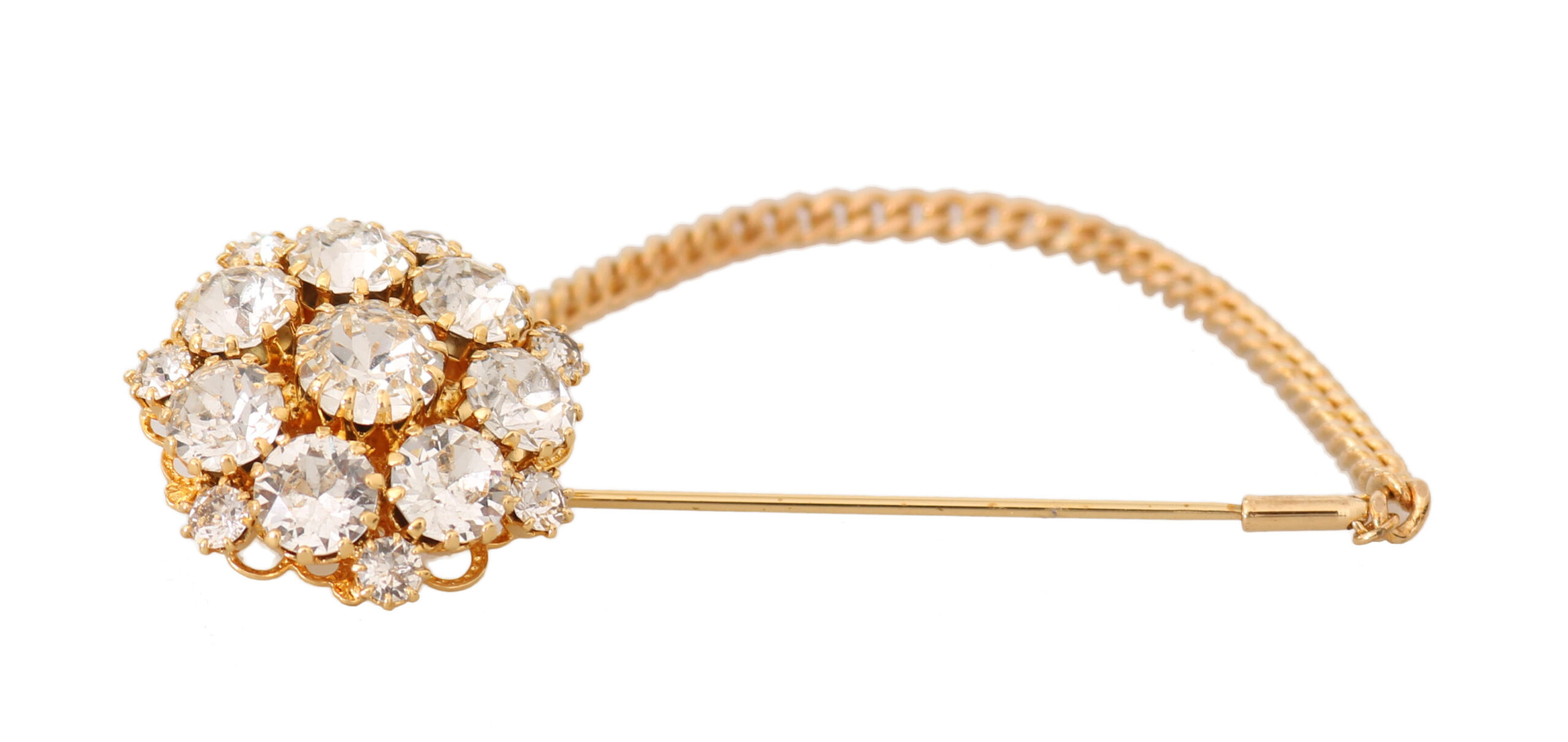 4273237.jpg Exquisite Crystal-Embellished Gold Brooch - Image 3