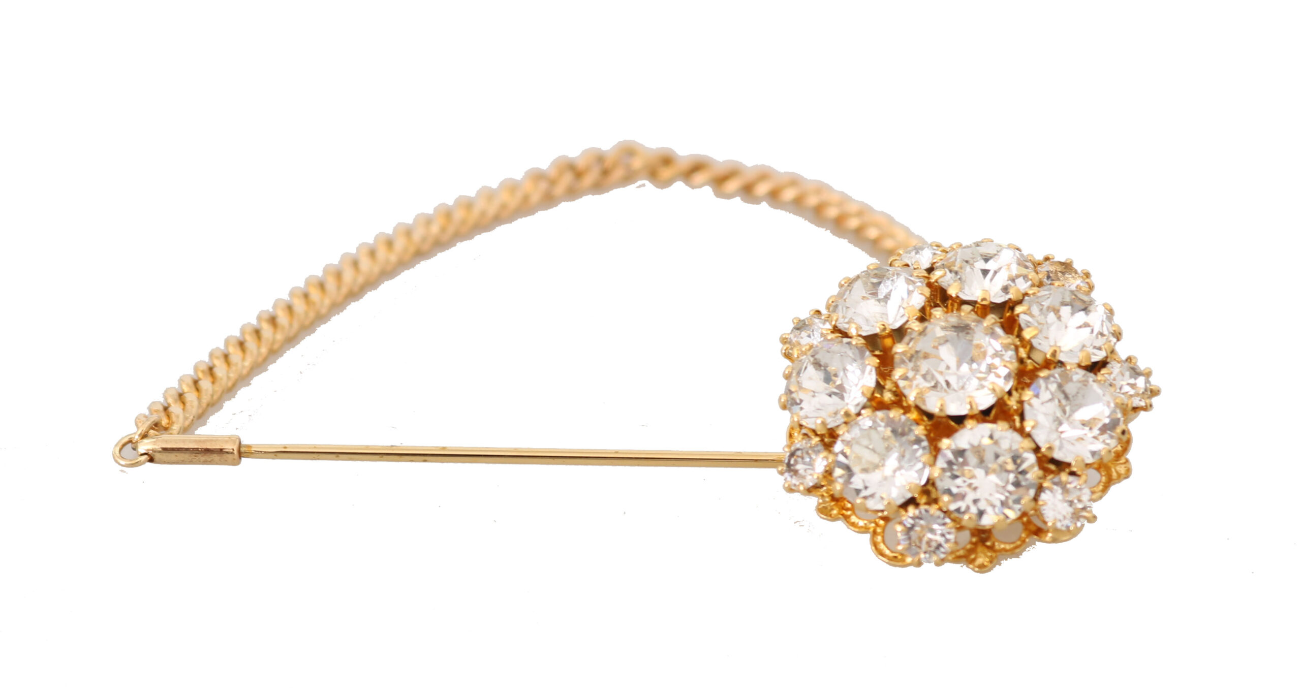 4273238.jpg Exquisite Crystal-Embellished Gold Brooch - Image 4