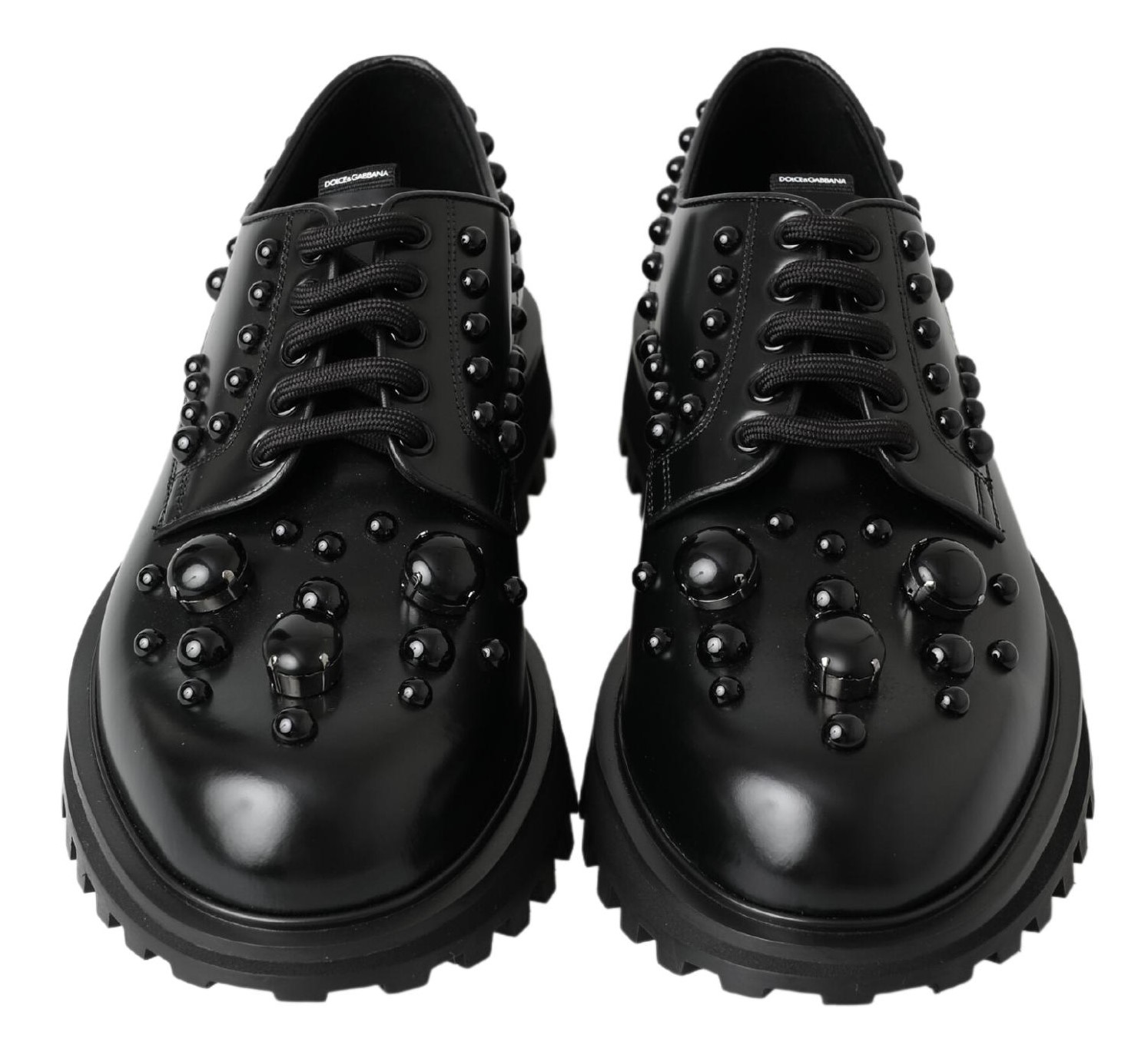 4282296.jpg Elegant Studded Black Leather Derby Shoes - Image 2