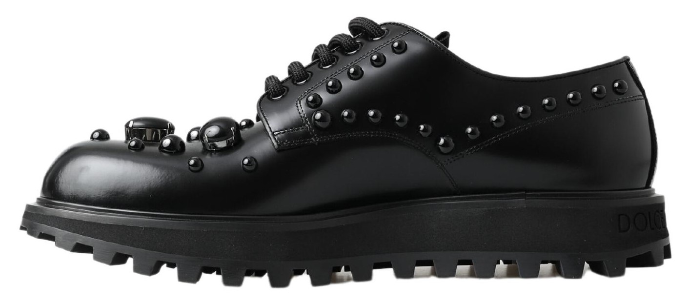 4282299.jpg Elegant Studded Black Leather Derby Shoes - Image 4