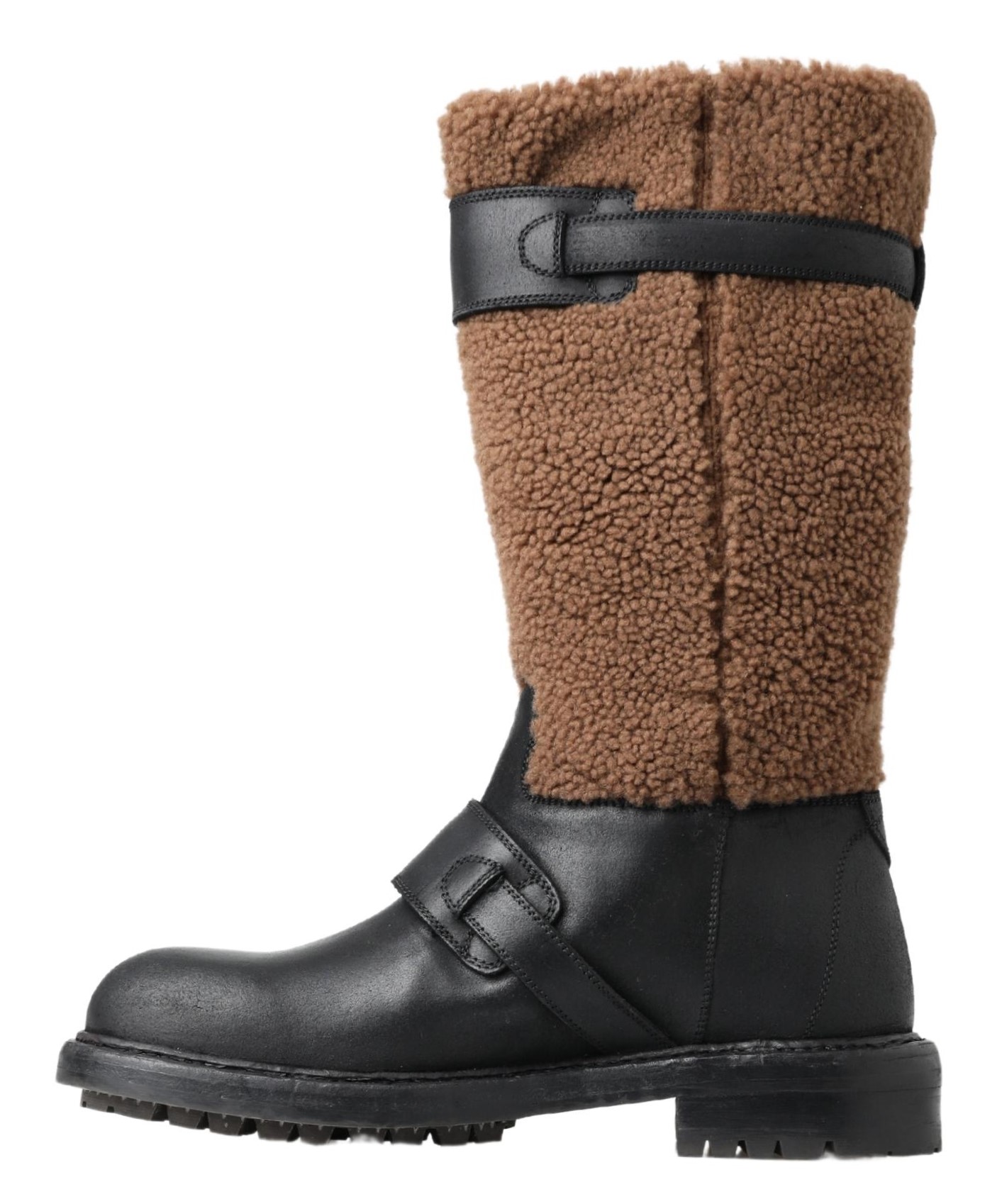 4282598.jpg Black Shearling Leather Long Boots - Image 2