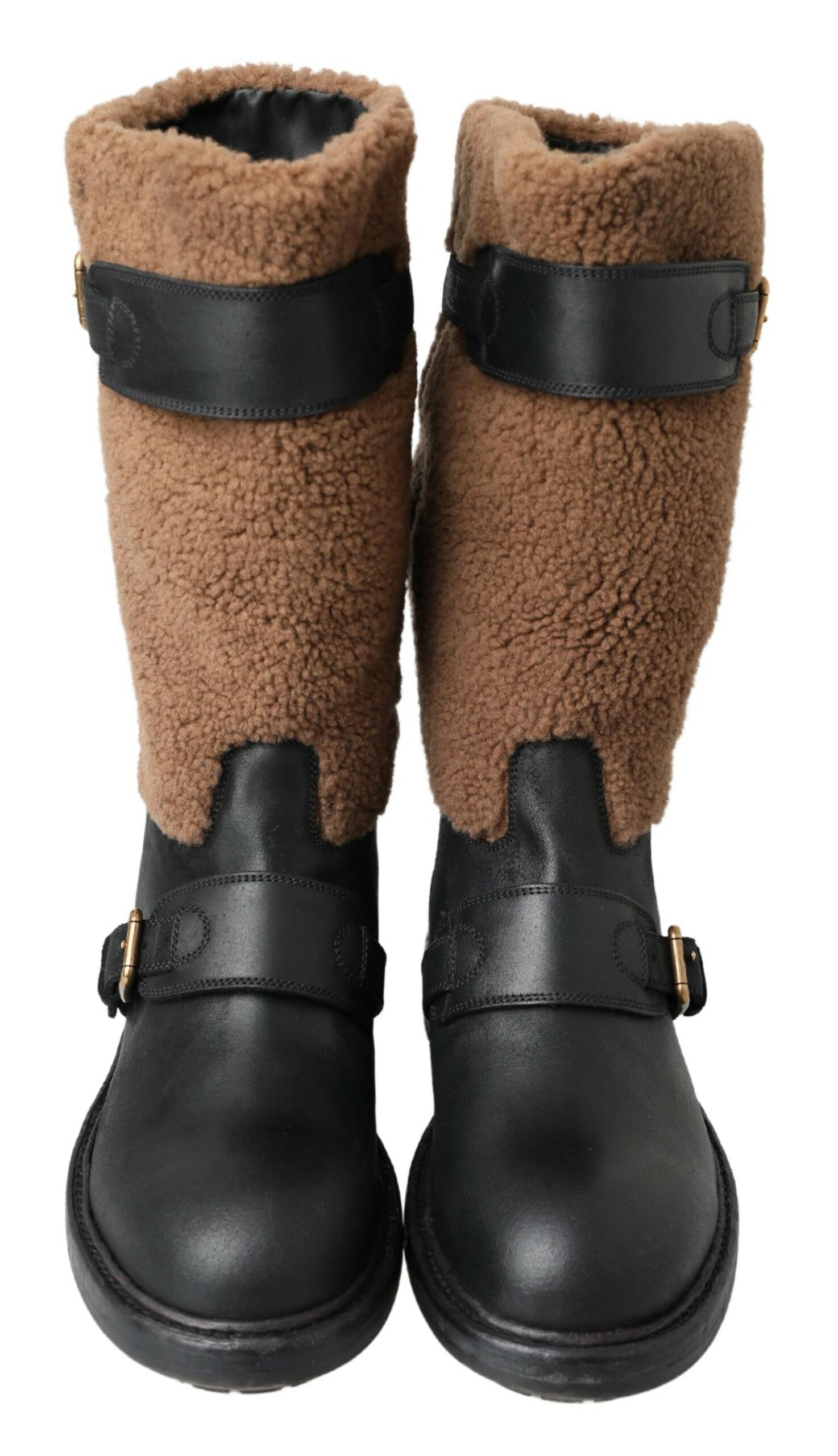 4282600.jpg Black Shearling Leather Long Boots - Image 4
