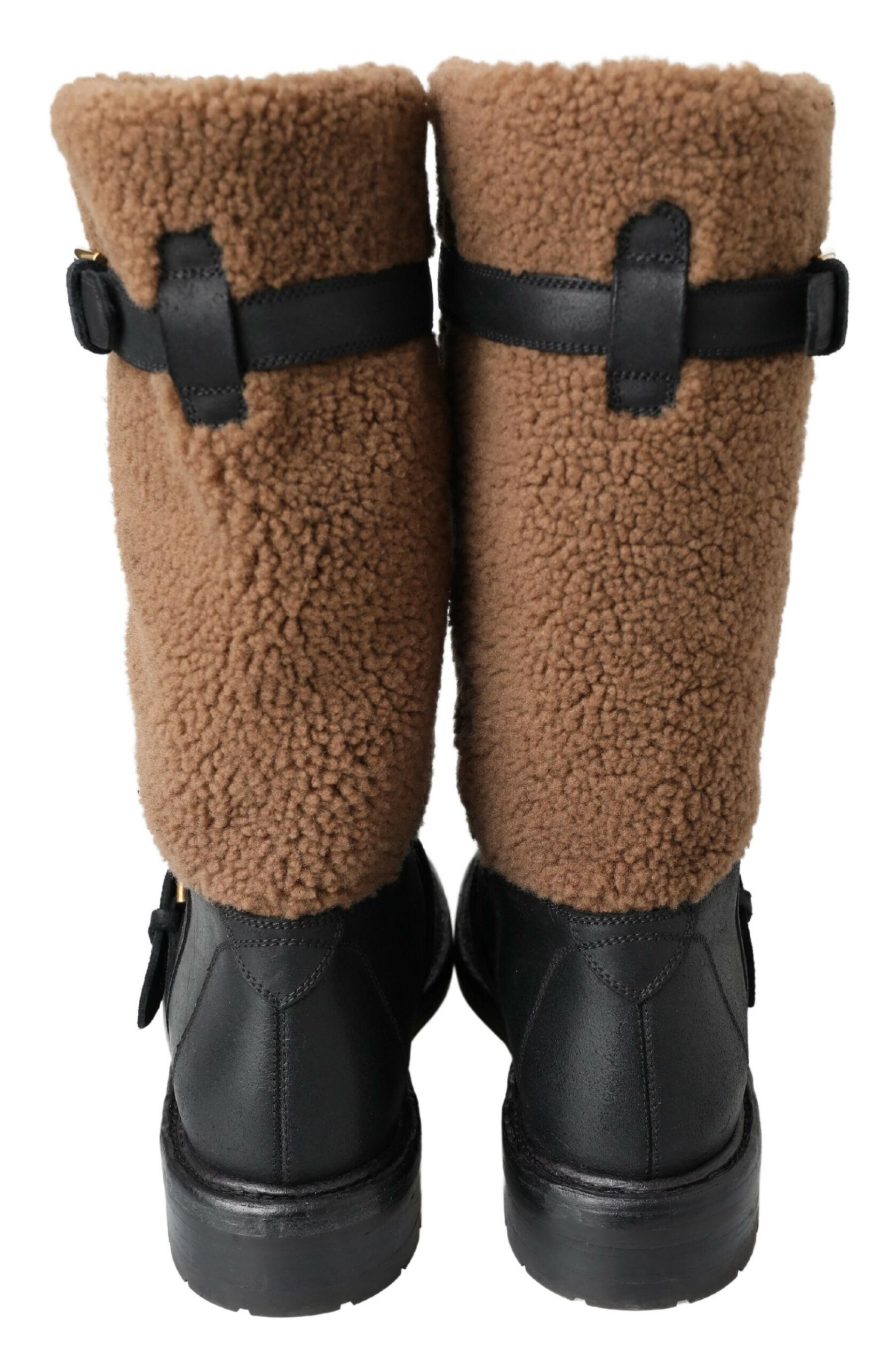 4282601.jpg Black Shearling Leather Long Boots - Image 5