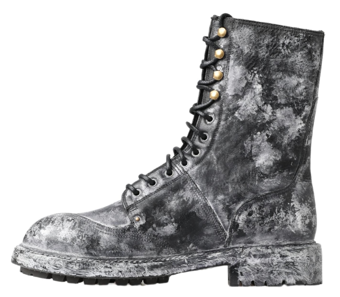 4282695.jpg Chic Black Lace-Up Boots with Gray White Fade - Image 2