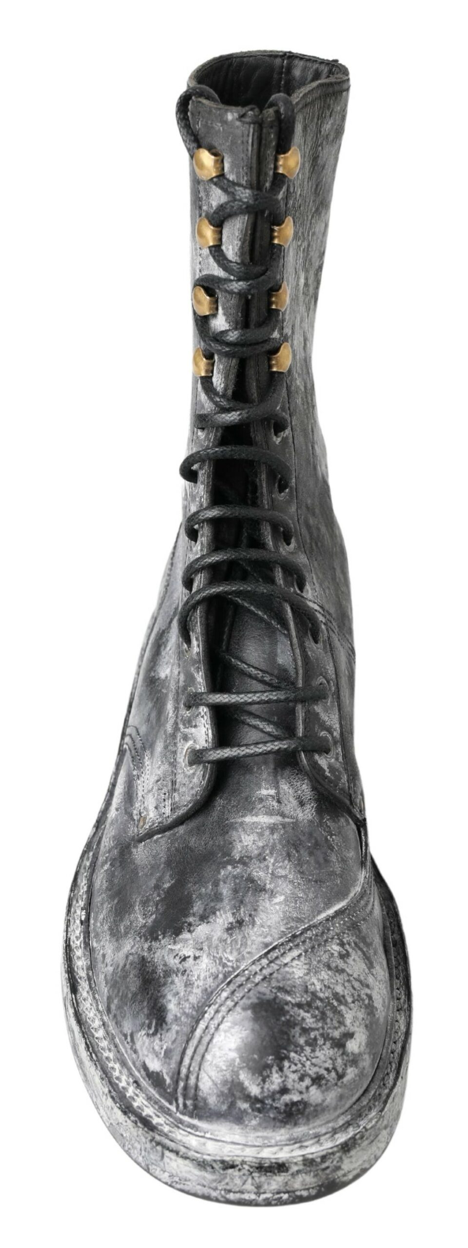 4282697.jpg Chic Black Lace-Up Boots with Gray White Fade - Image 4
