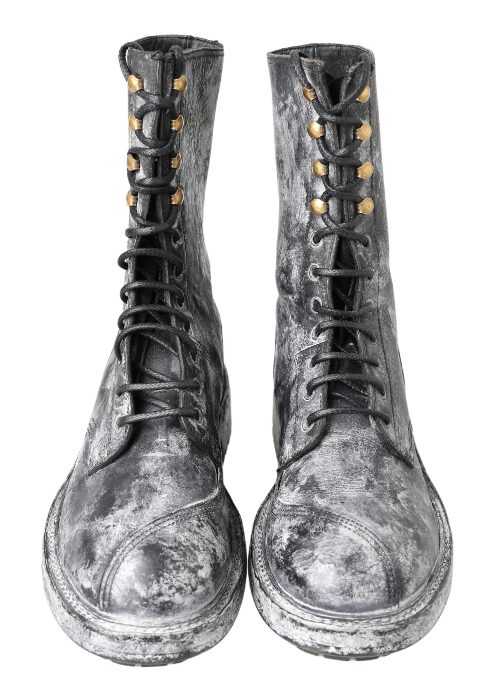 4282698.jpg Chic Black Lace-Up Boots with Gray White Fade - Image 5