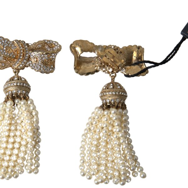 Elegant Bow Beaded Tassel Earrings