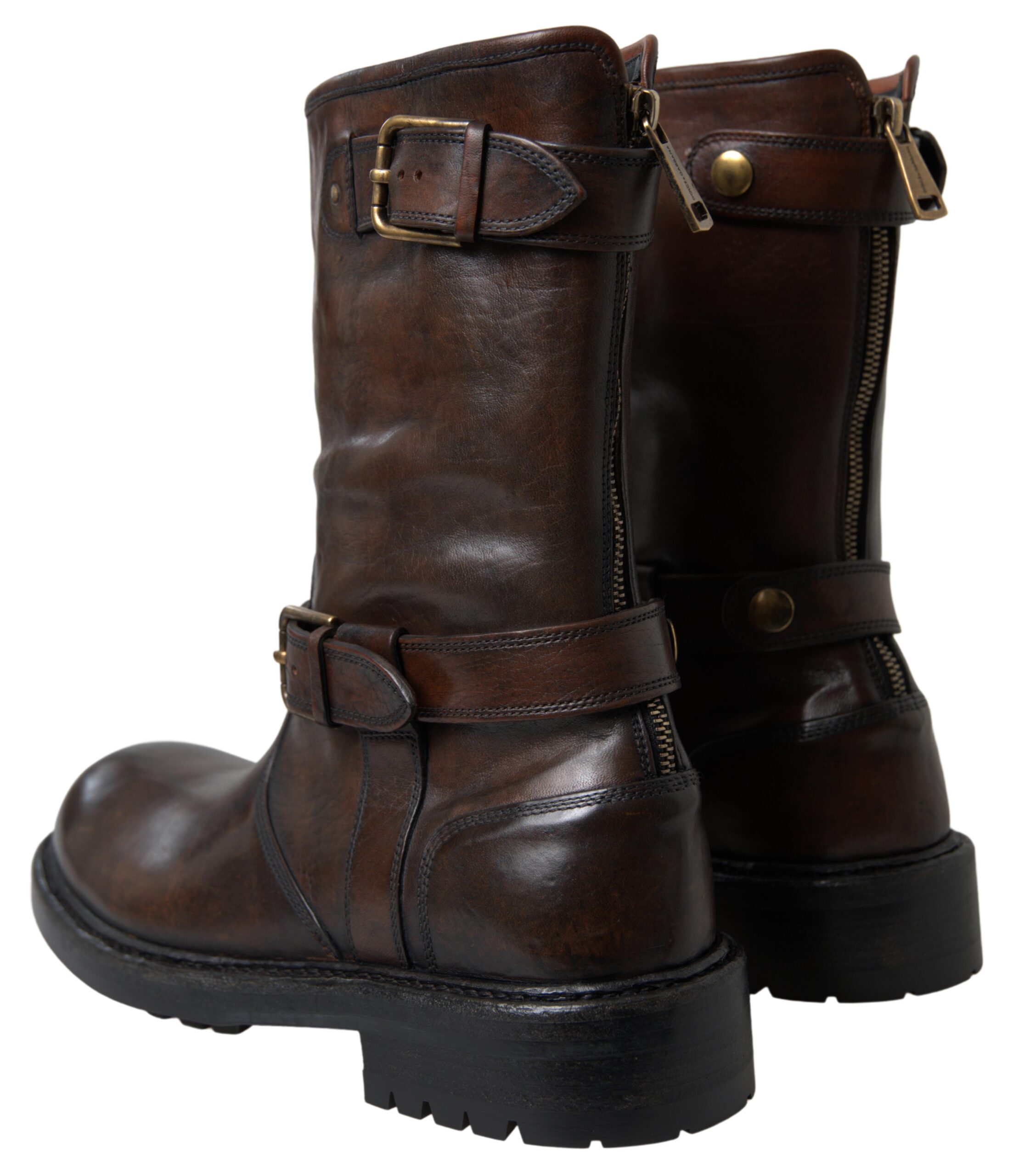 Untitled design - 98 Elegant Brown Leather Mid-Calf Biker Boots - Image 3