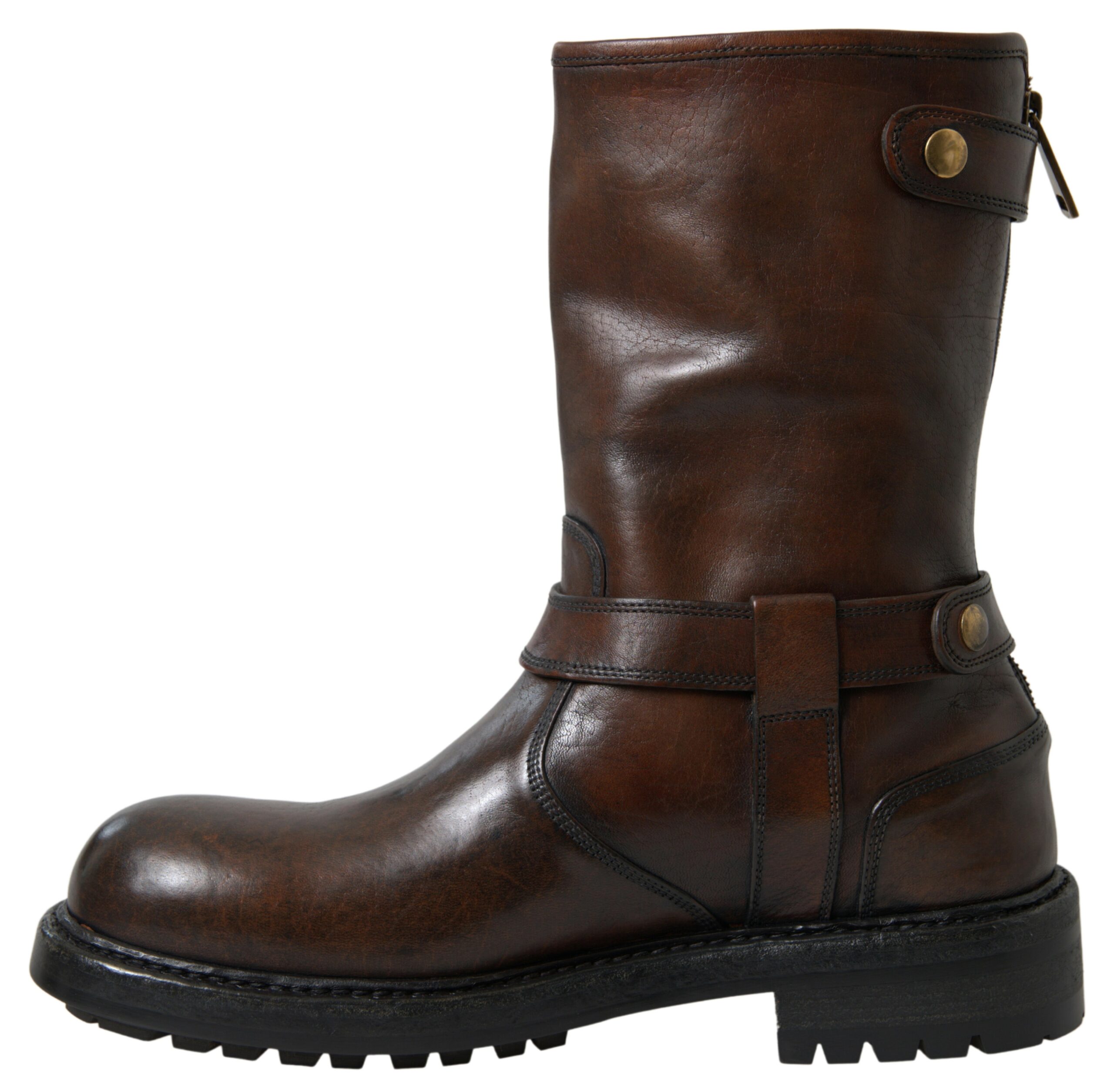 Untitled design - 99 Elegant Brown Leather Mid-Calf Biker Boots - Image 4