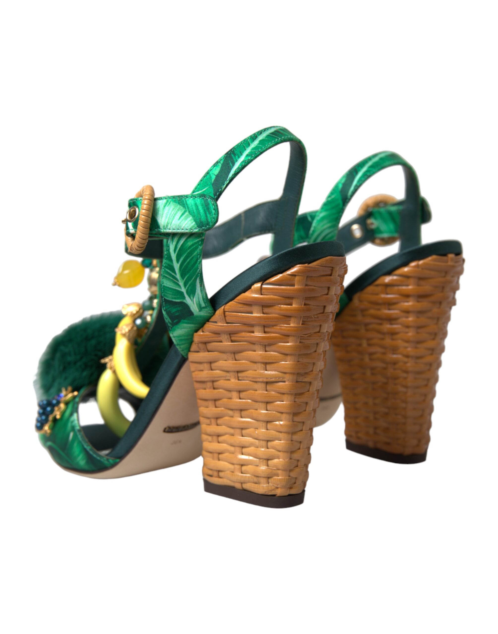 4319296.jpg Green Crystal Mink Fur T-Strap Sandals - Image 4