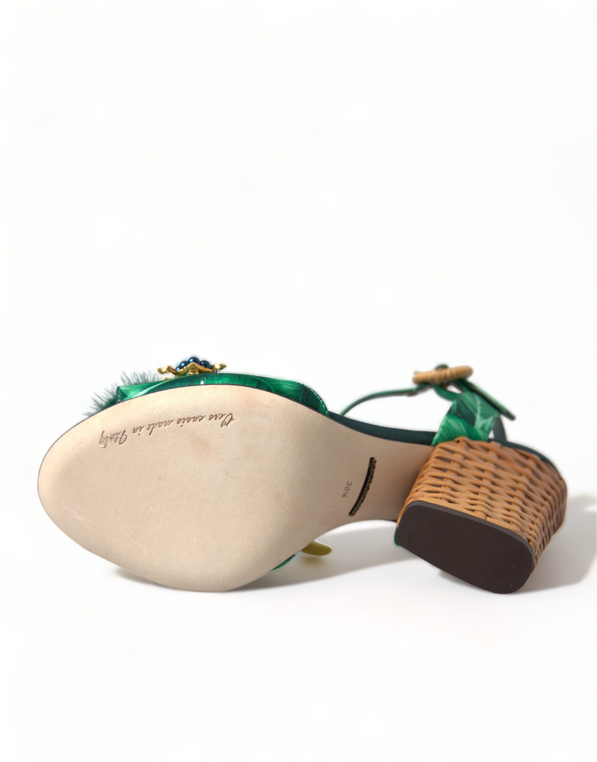4319299.jpg Green Crystal Mink Fur T-Strap Sandals - Image 6