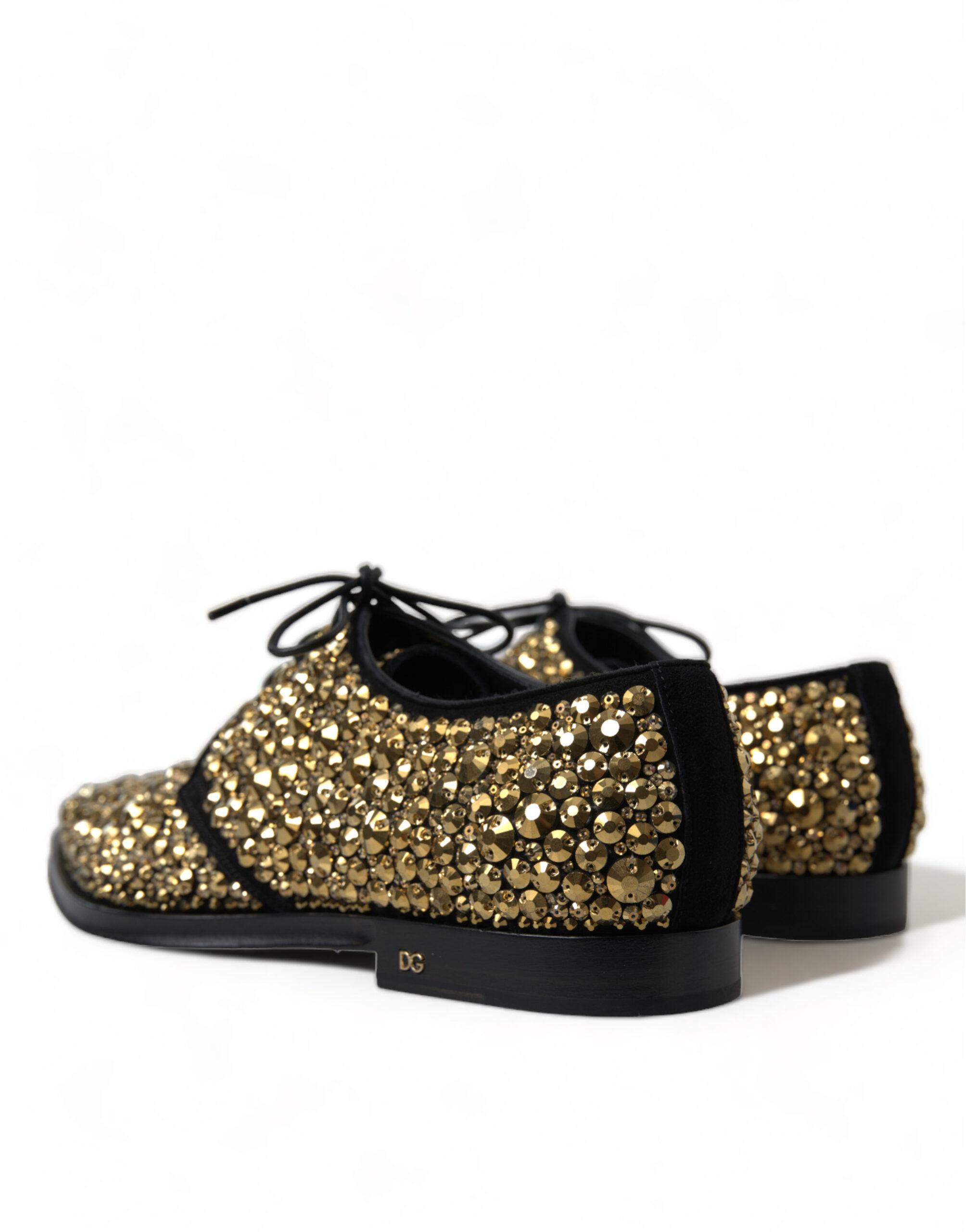 4324485.jpg Elegant Gold Black Suede Derby Dress Shoes - Image 4