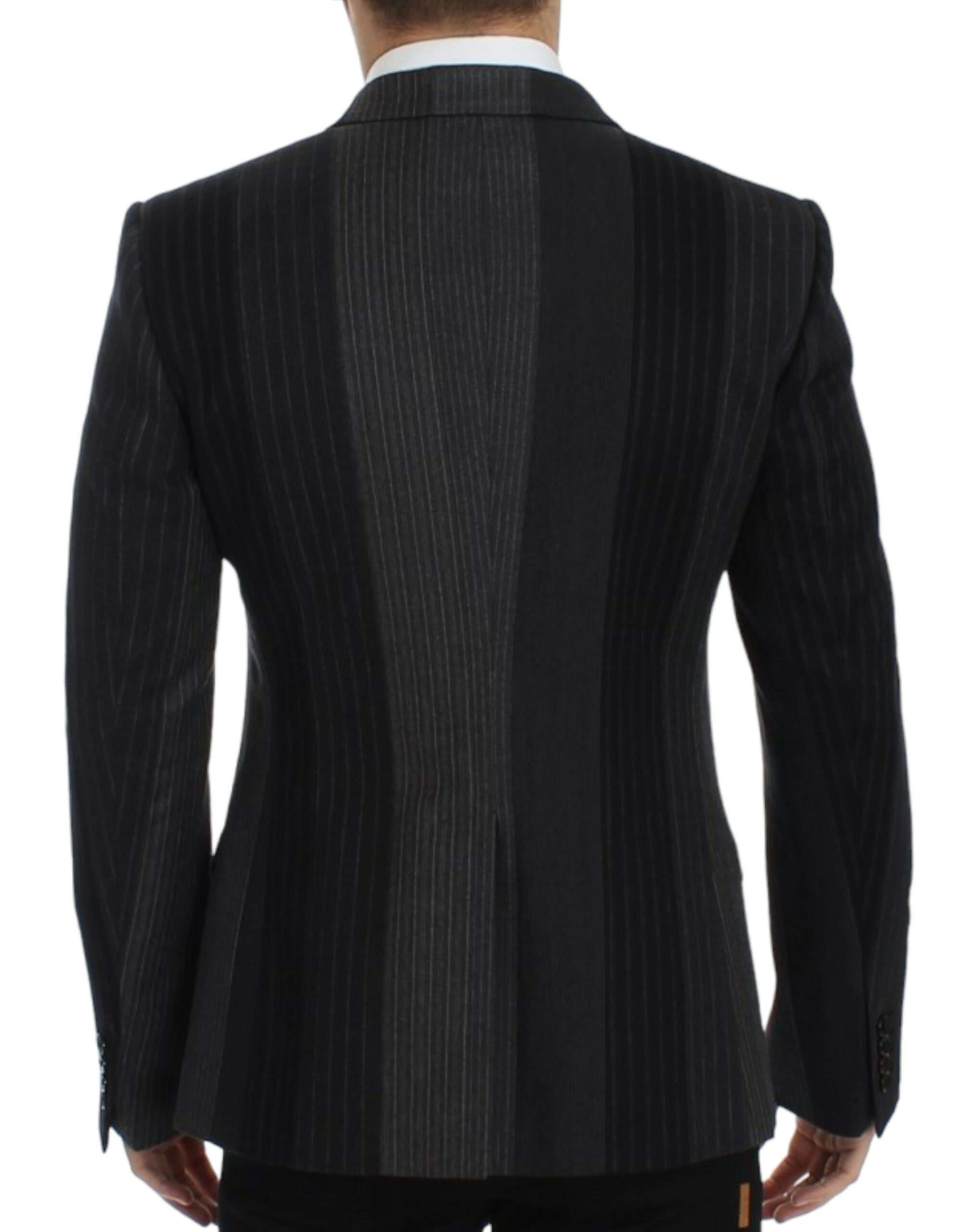 4330133.jpg Elegant Gray Striped Wool Slim Blazer - Image 3