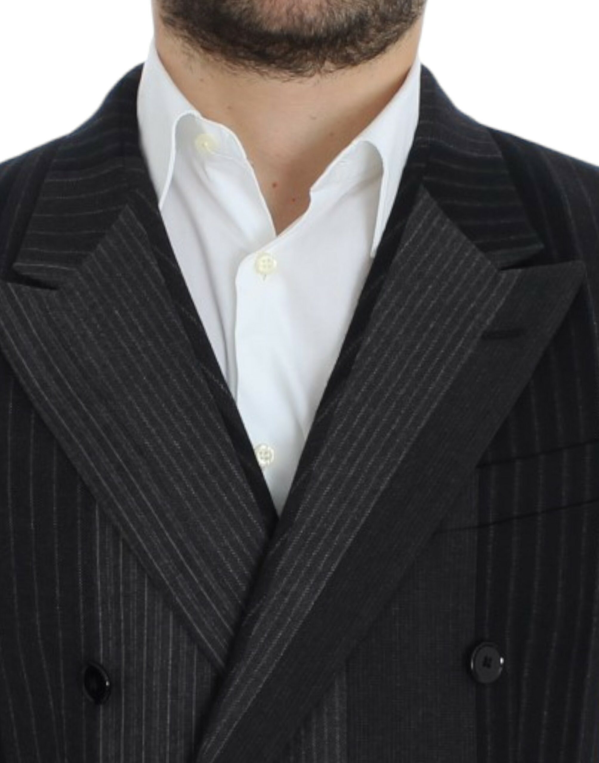 4330136.jpg Elegant Gray Striped Wool Slim Blazer - Image 5