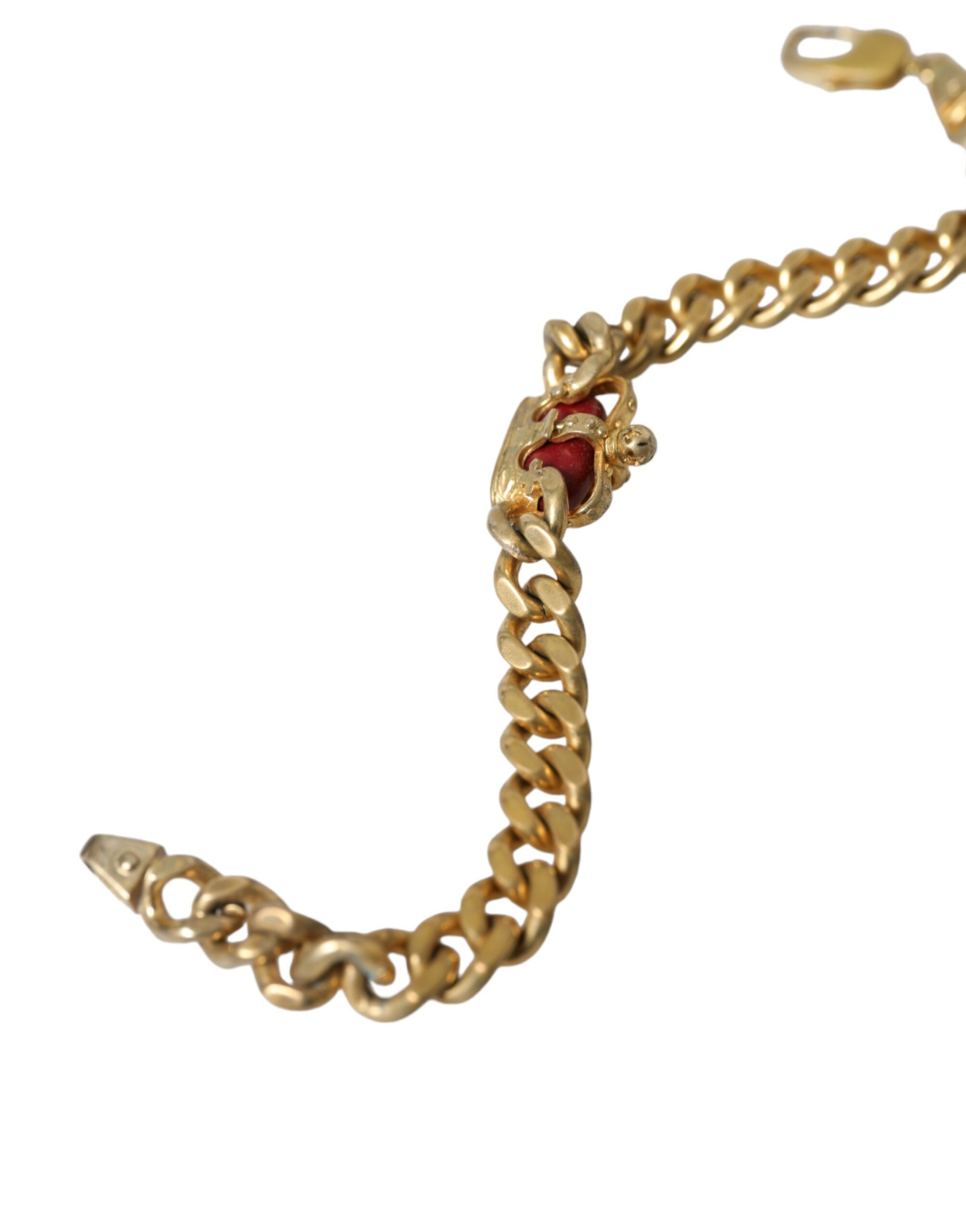 4396718.jpg Opulent Gold-Tone Chain Bracelet with Red Accents - Image 4