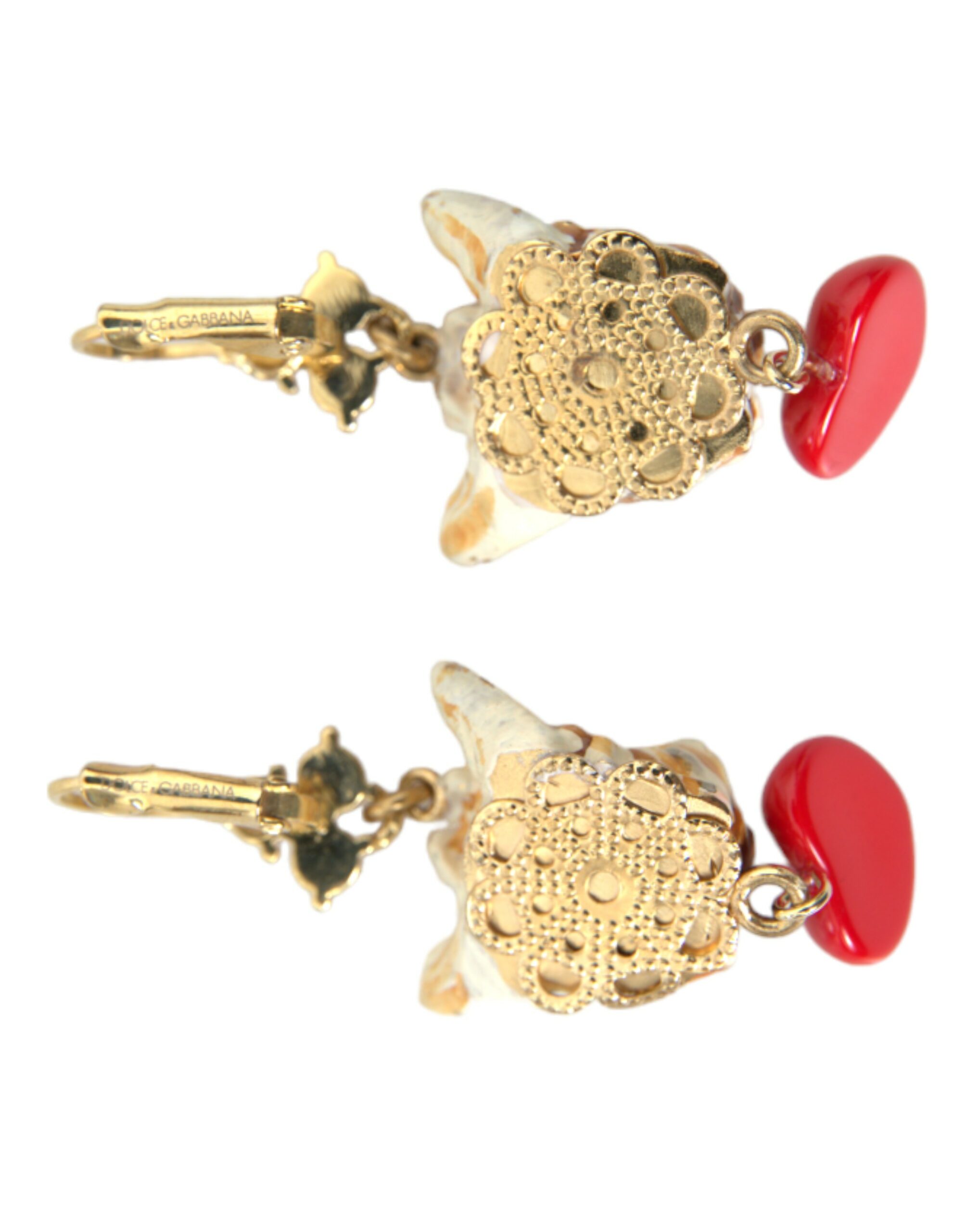 4402275.jpg Gold Brass Heart Dog Red Crystal Dangling Earrings - Image 3