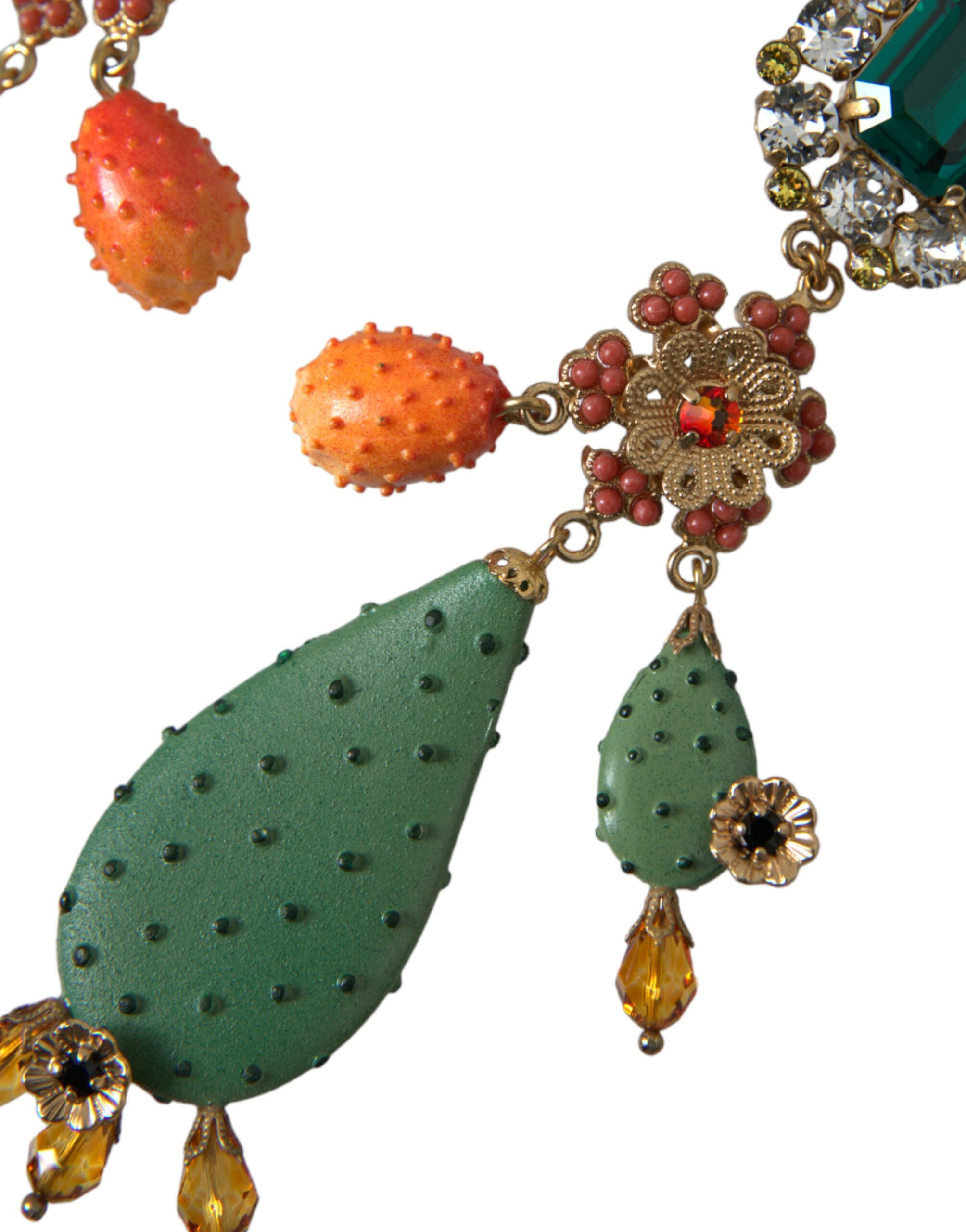 4402280.jpg Green Cactus Crystal Clip On Jewelry Dangling Earrings - Image 2