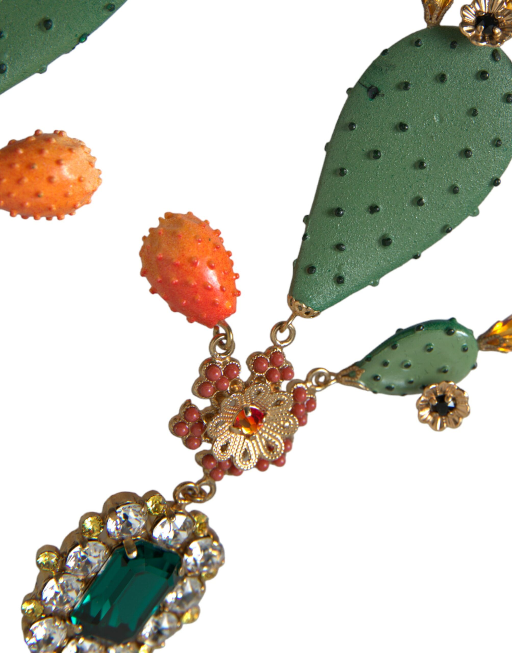 4402281.jpg Green Cactus Crystal Clip On Jewelry Dangling Earrings - Image 3