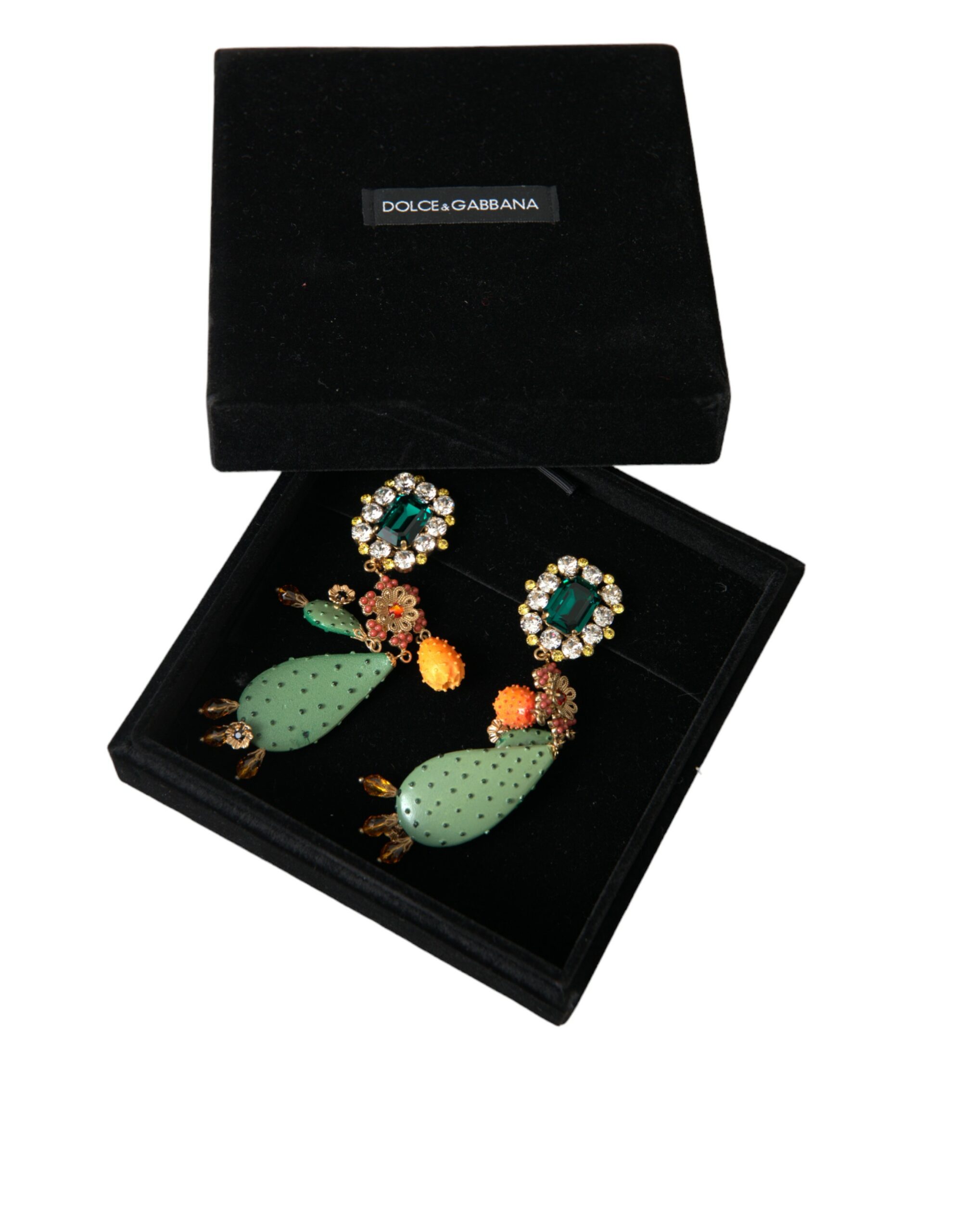 4402284.jpg Green Cactus Crystal Clip On Jewelry Dangling Earrings - Image 6