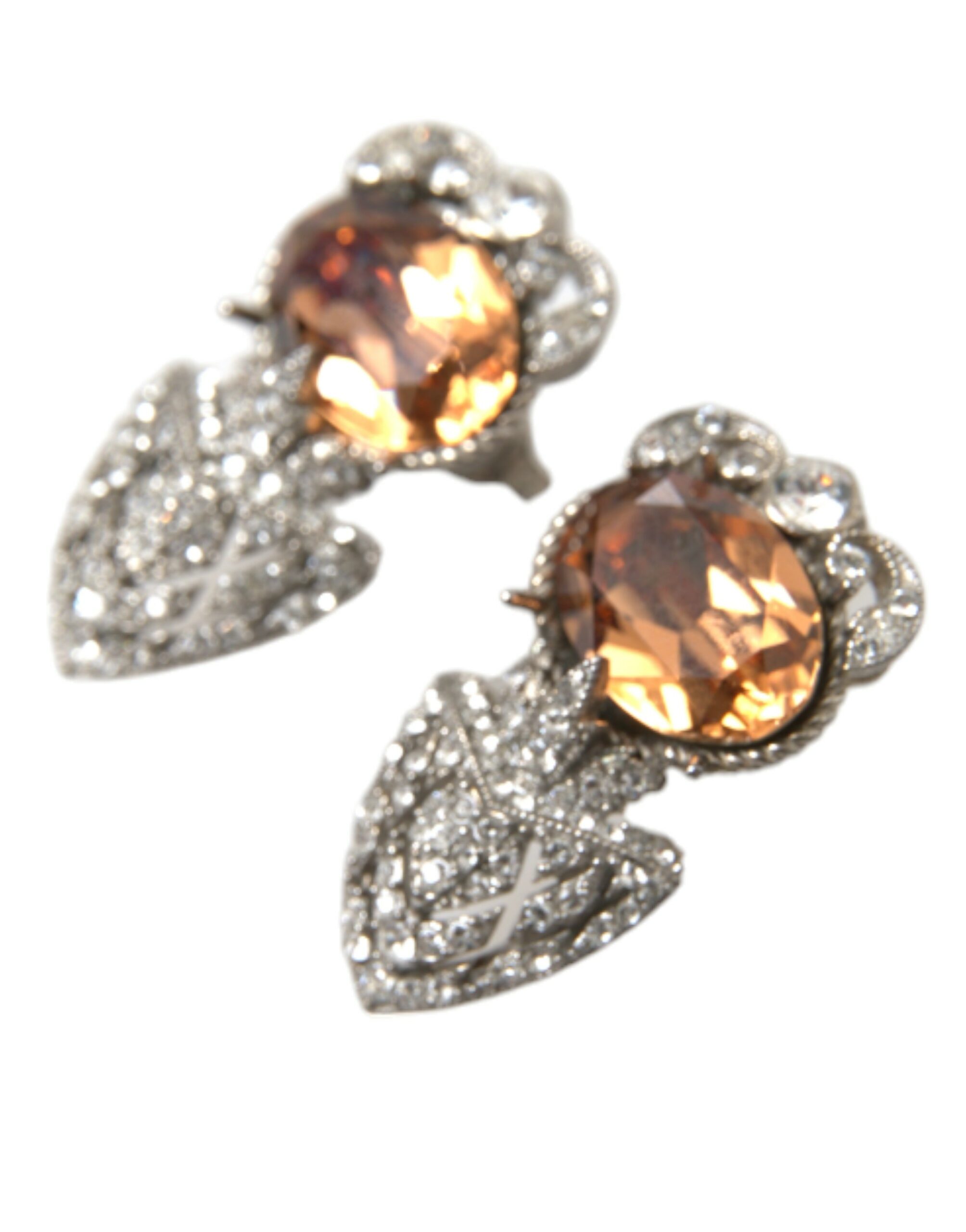 4402294.jpg Orange Crystal Screw Back 925 Sterling Silver Earrings - Image 2