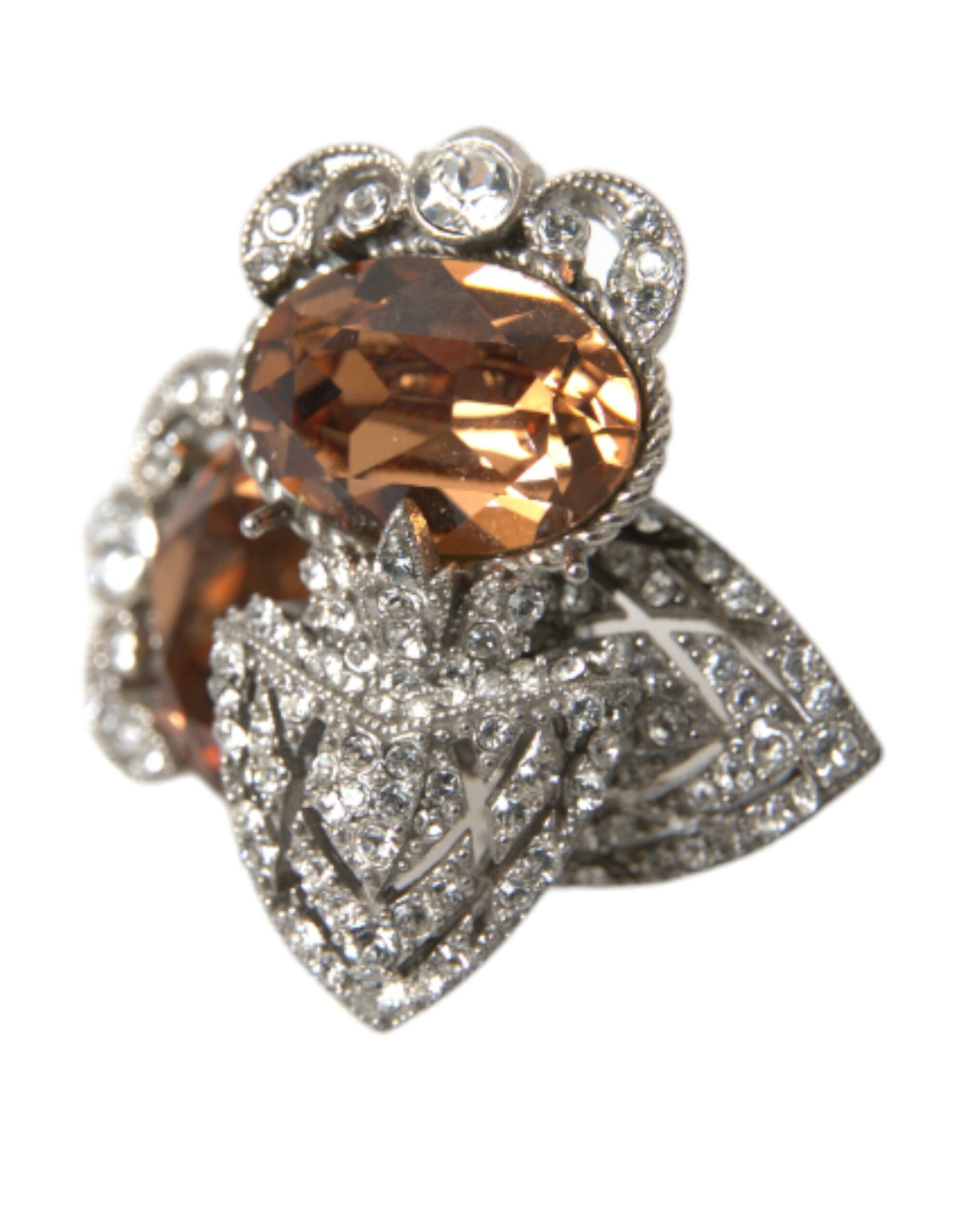 4402296.jpg Orange Crystal Screw Back 925 Sterling Silver Earrings - Image 4