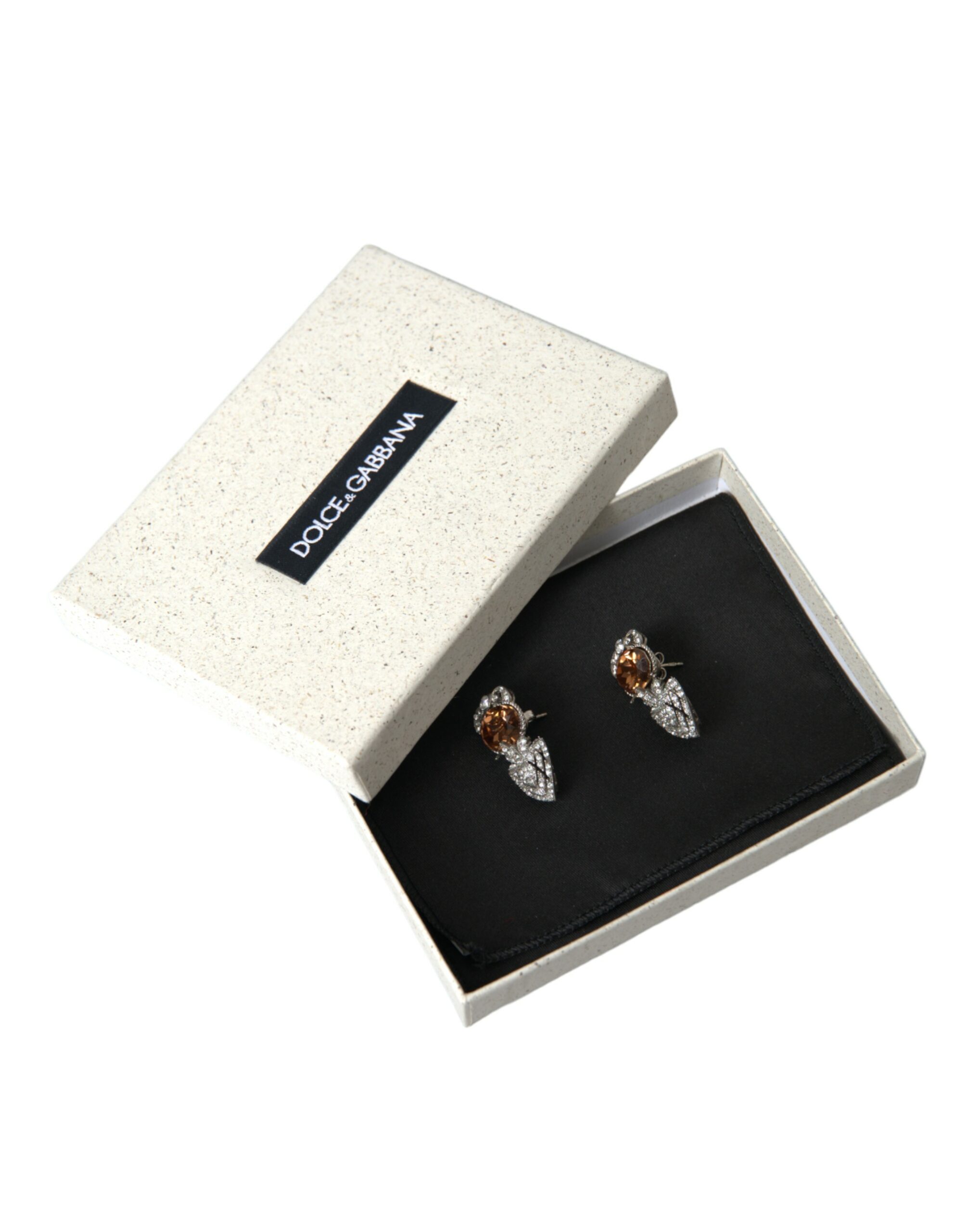 4402298.jpg Orange Crystal Screw Back 925 Sterling Silver Earrings - Image 5