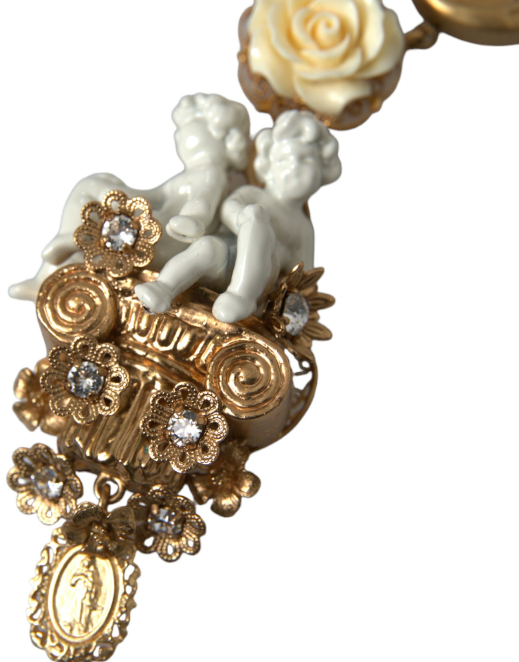 4402321.jpg Gold Brass Angel Floral Beaded Embellished Necklace - Image 2