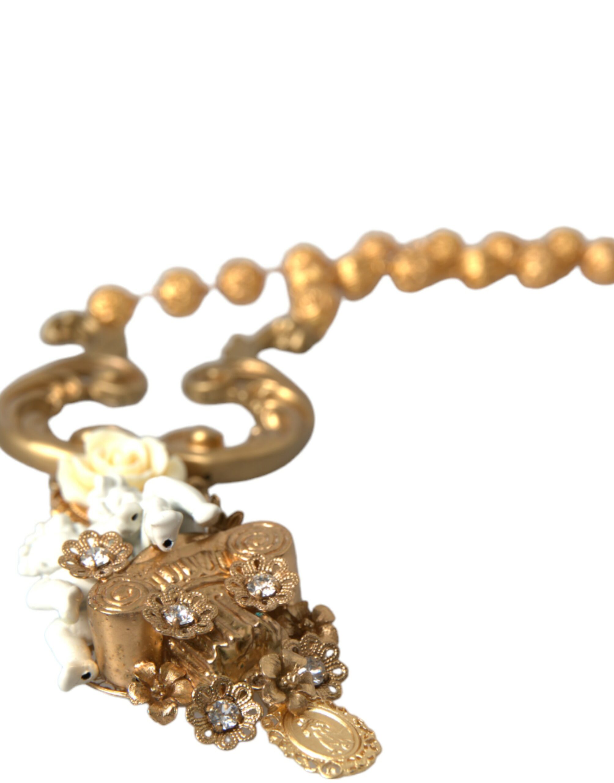 4402322.jpg Gold Brass Angel Floral Beaded Embellished Necklace - Image 3