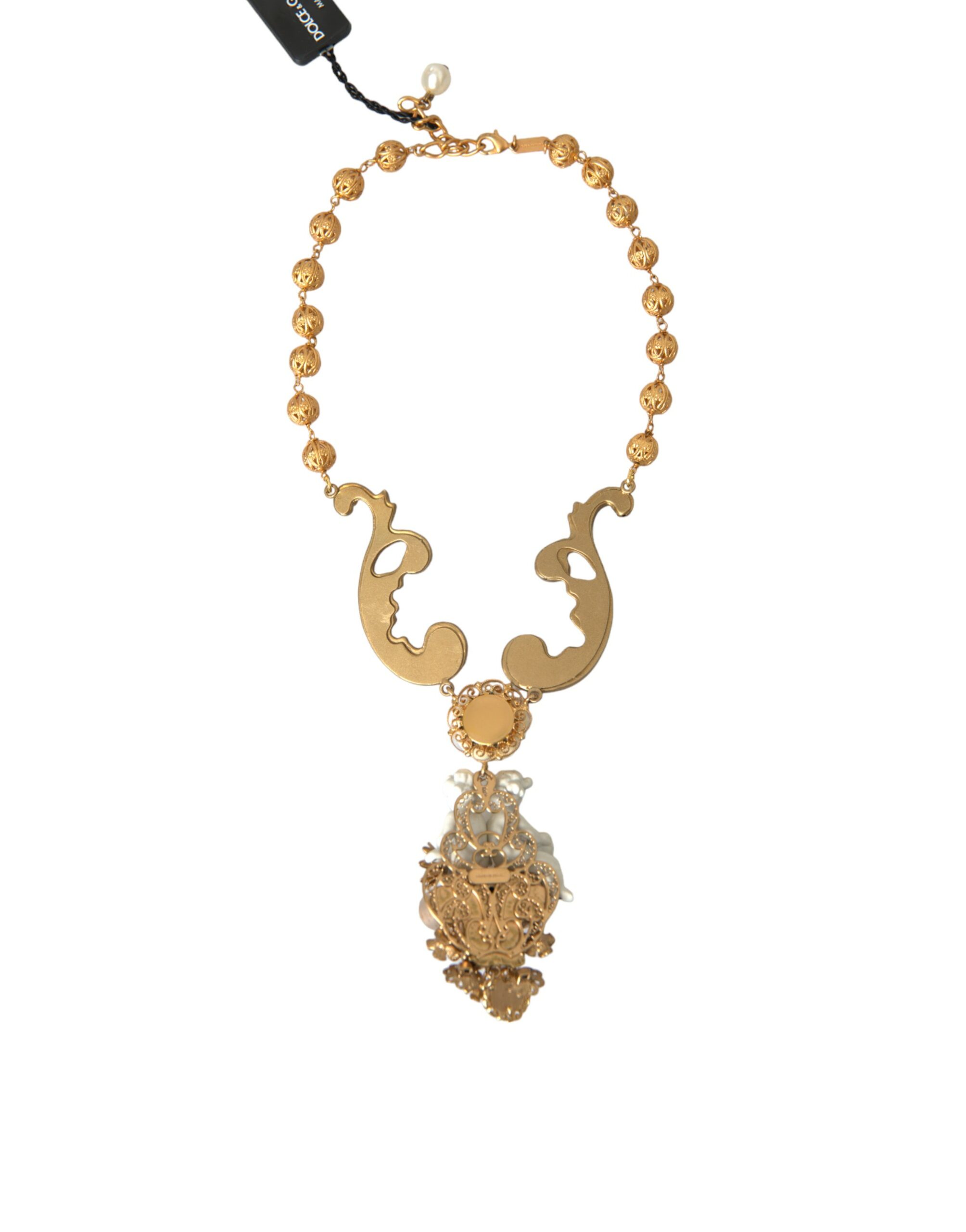 4402324.jpg Gold Brass Angel Floral Beaded Embellished Necklace - Image 5