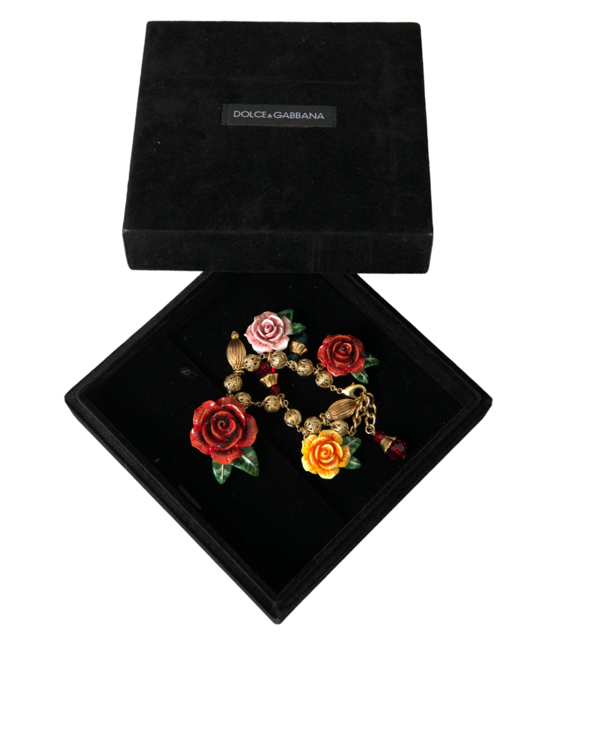 4404303.jpg Gold Brass Multicolor Crystal Rose Ball Chain Bracelet - Image 6