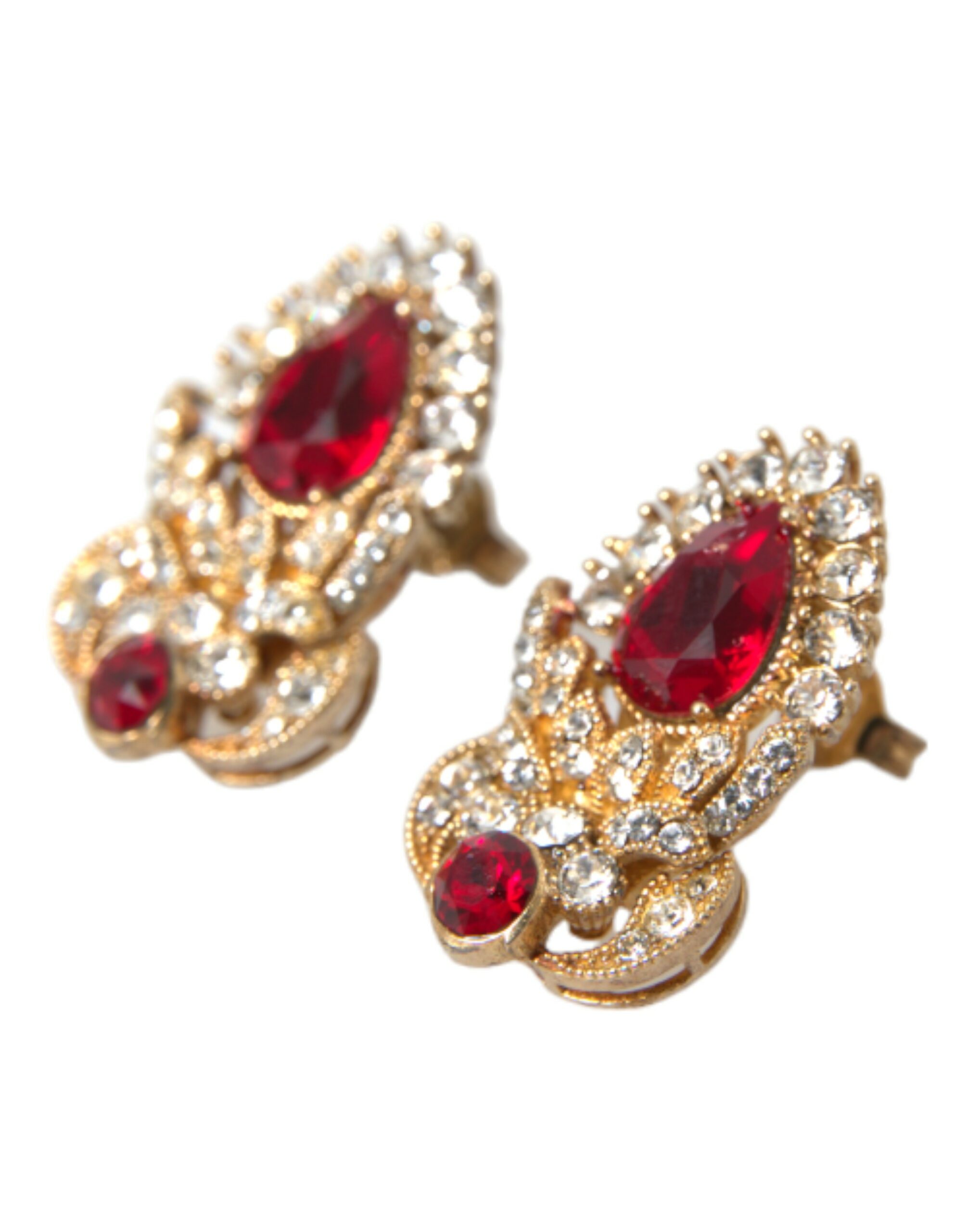 4404316.jpg Sterling Silver Gold Plated Red Crystals Jewelry Earrings - Image 2