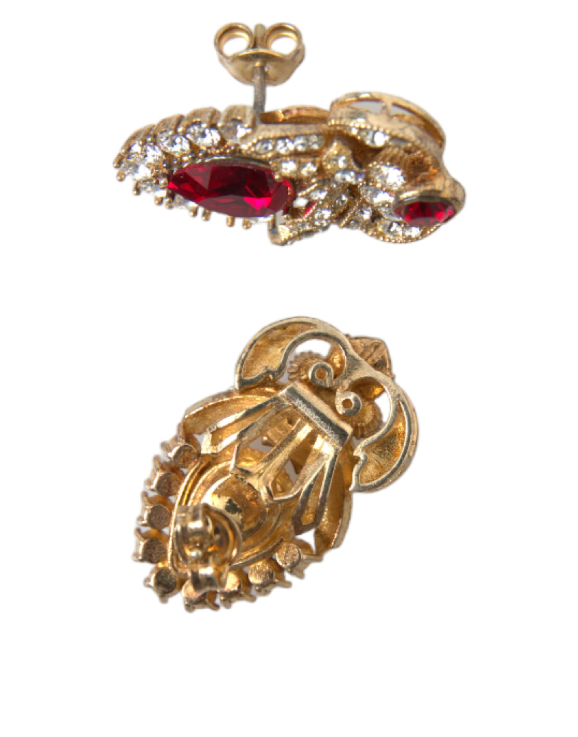 4404319.jpg Sterling Silver Gold Plated Red Crystals Jewelry Earrings - Image 4