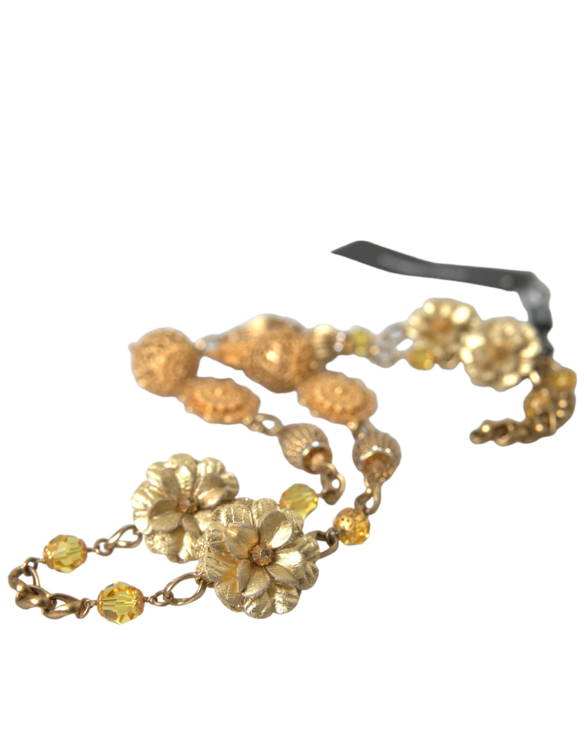 4404342.jpg Crystal Flower Filigree Gold Brass Statement Necklace - Image 5