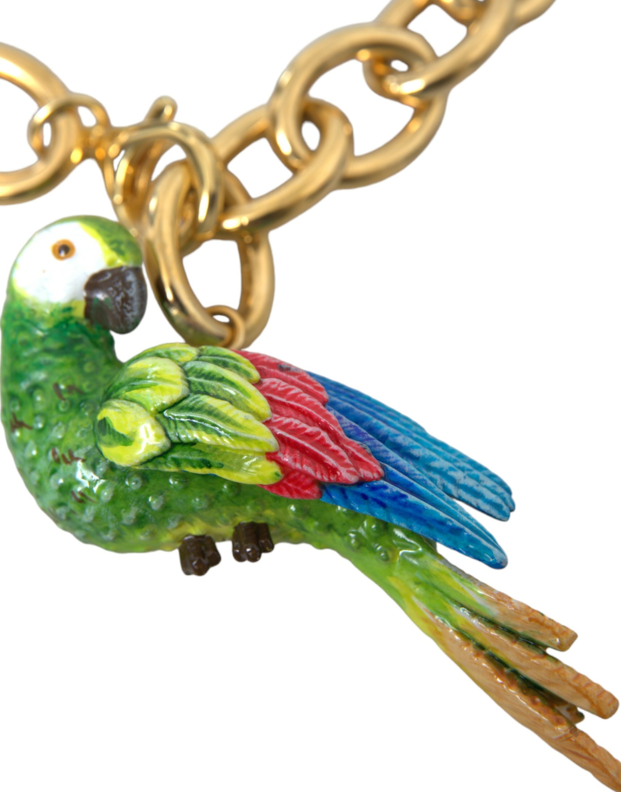 4404344.jpg Gold Brass Chain Crystal Pearl PARROT Pendant Necklace - Image 2