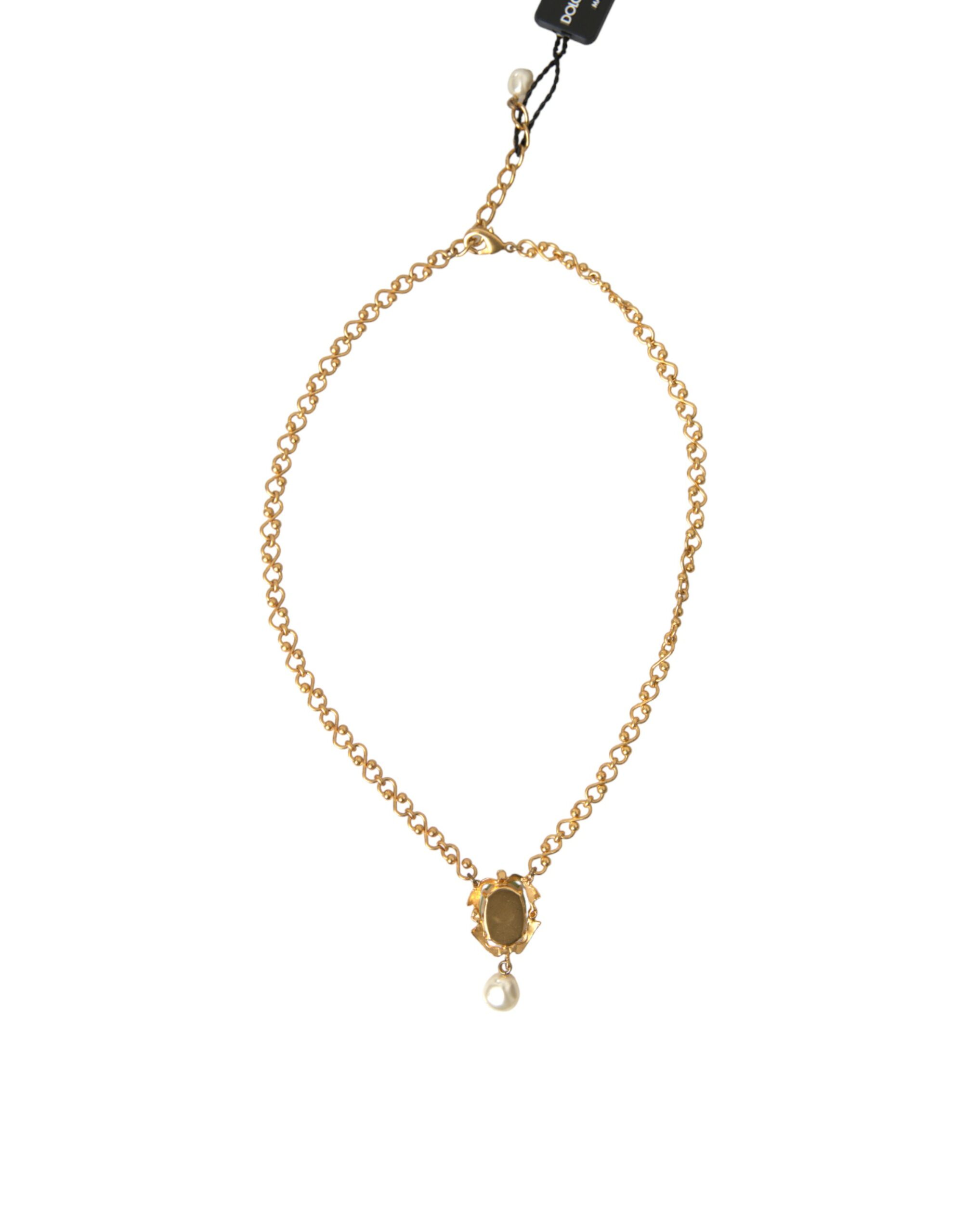 4404373.jpg Gold Brass Chain Pearl Pendant Charm Necklace - Image 4
