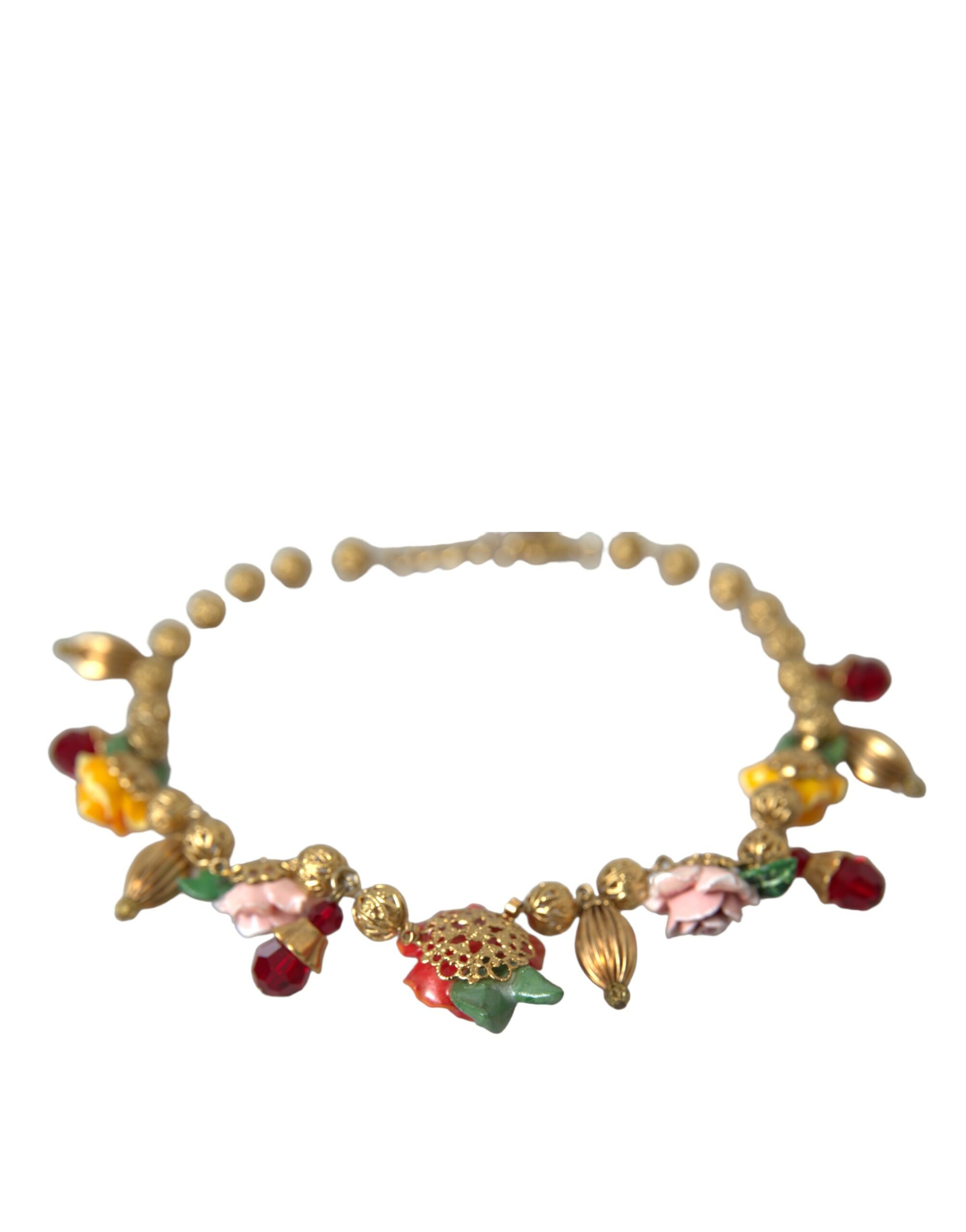 4404407.jpg Multicolor Roses Crystals Gold Ball Chain Necklace - Image 5