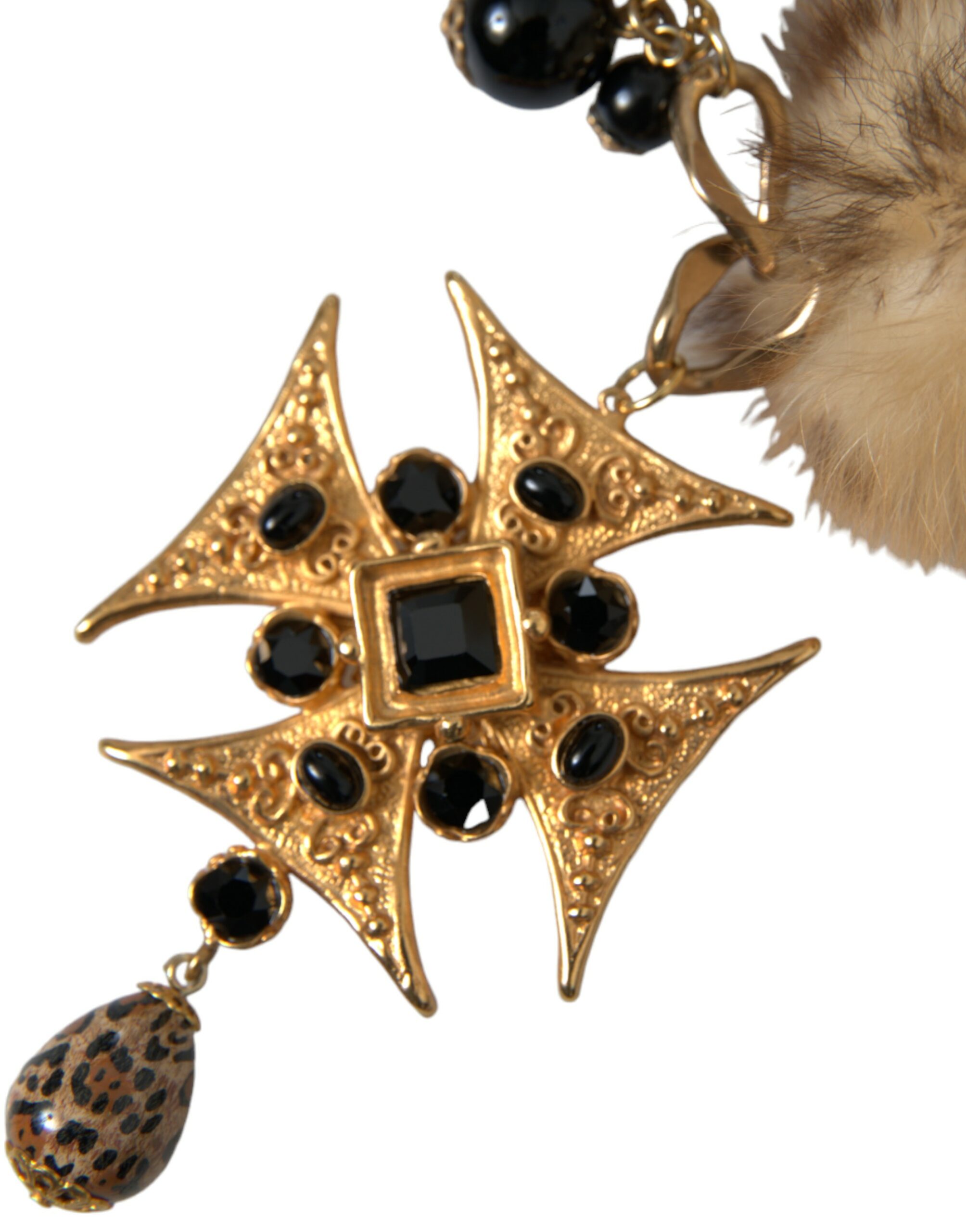 4404411.jpg Gold Black Crystals Lapin Fur Filigree Chocker Necklace - Image 2