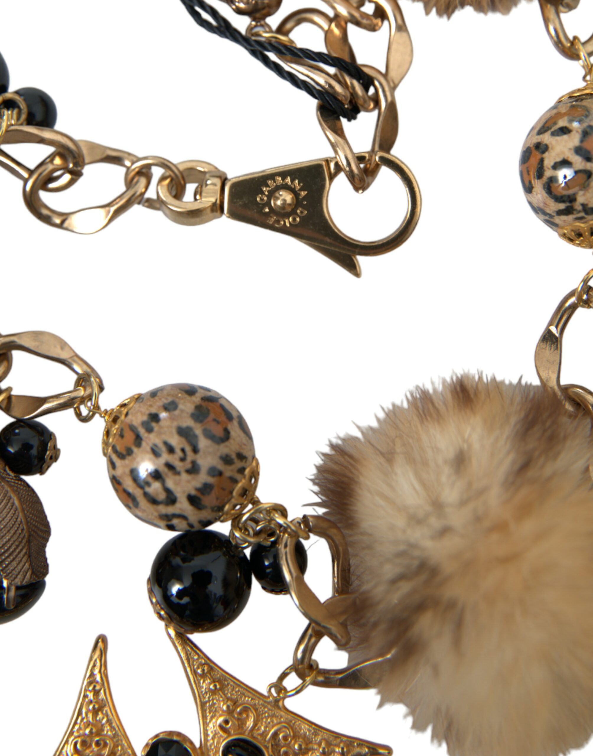 4404412.jpg Gold Black Crystals Lapin Fur Filigree Chocker Necklace - Image 3