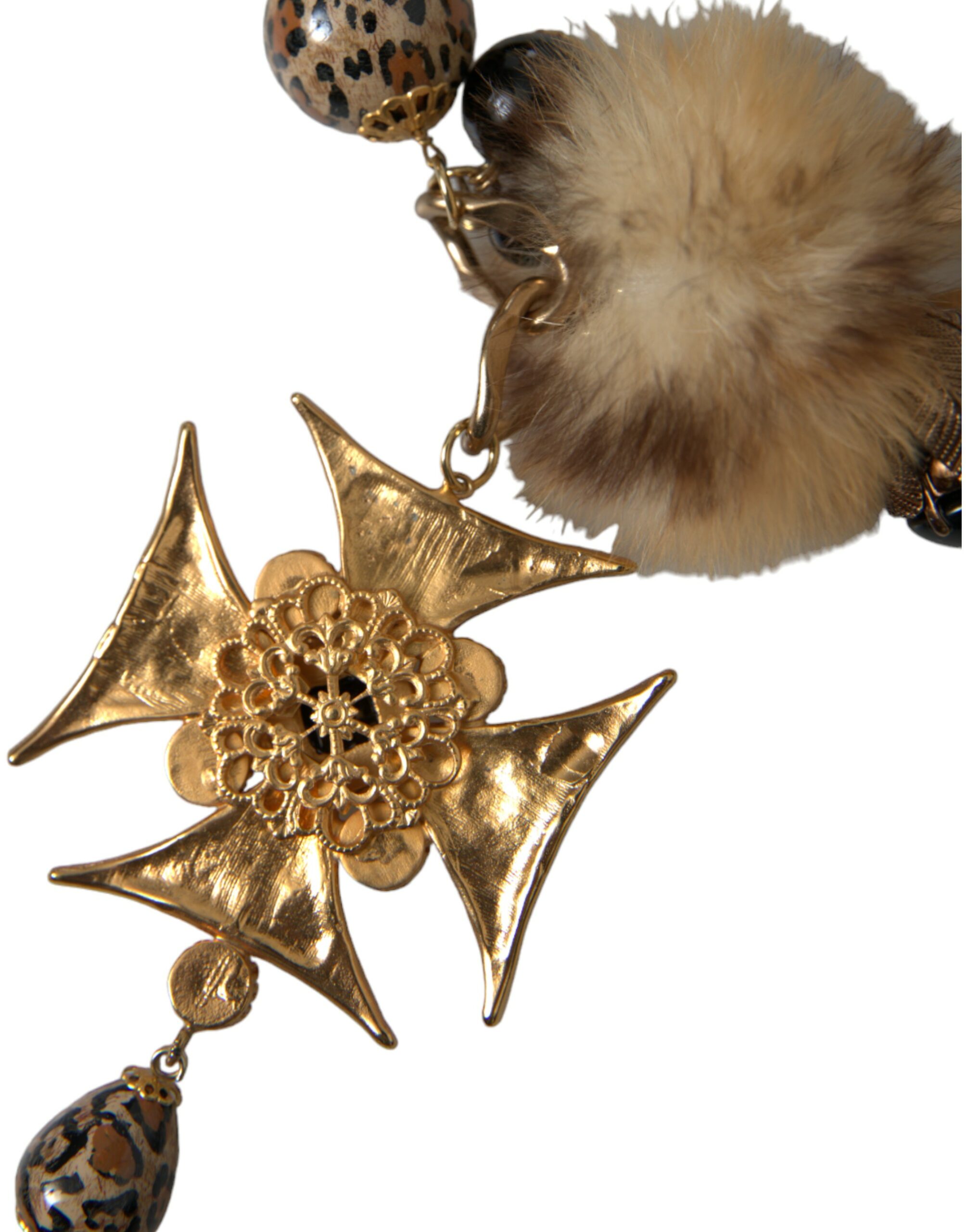4404414.jpg Gold Black Crystals Lapin Fur Filigree Chocker Necklace - Image 5