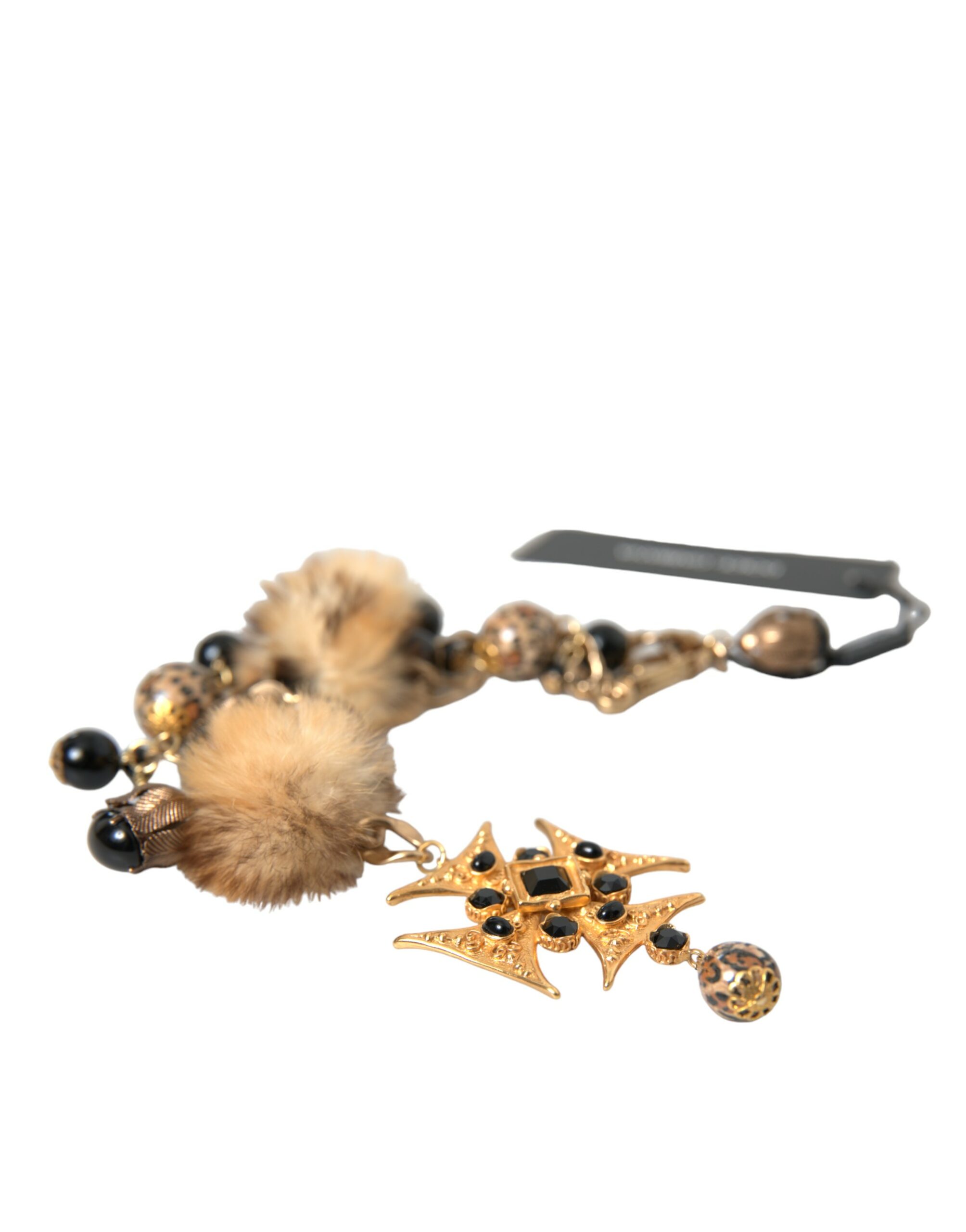 4404415.jpg Gold Black Crystals Lapin Fur Filigree Chocker Necklace - Image 6