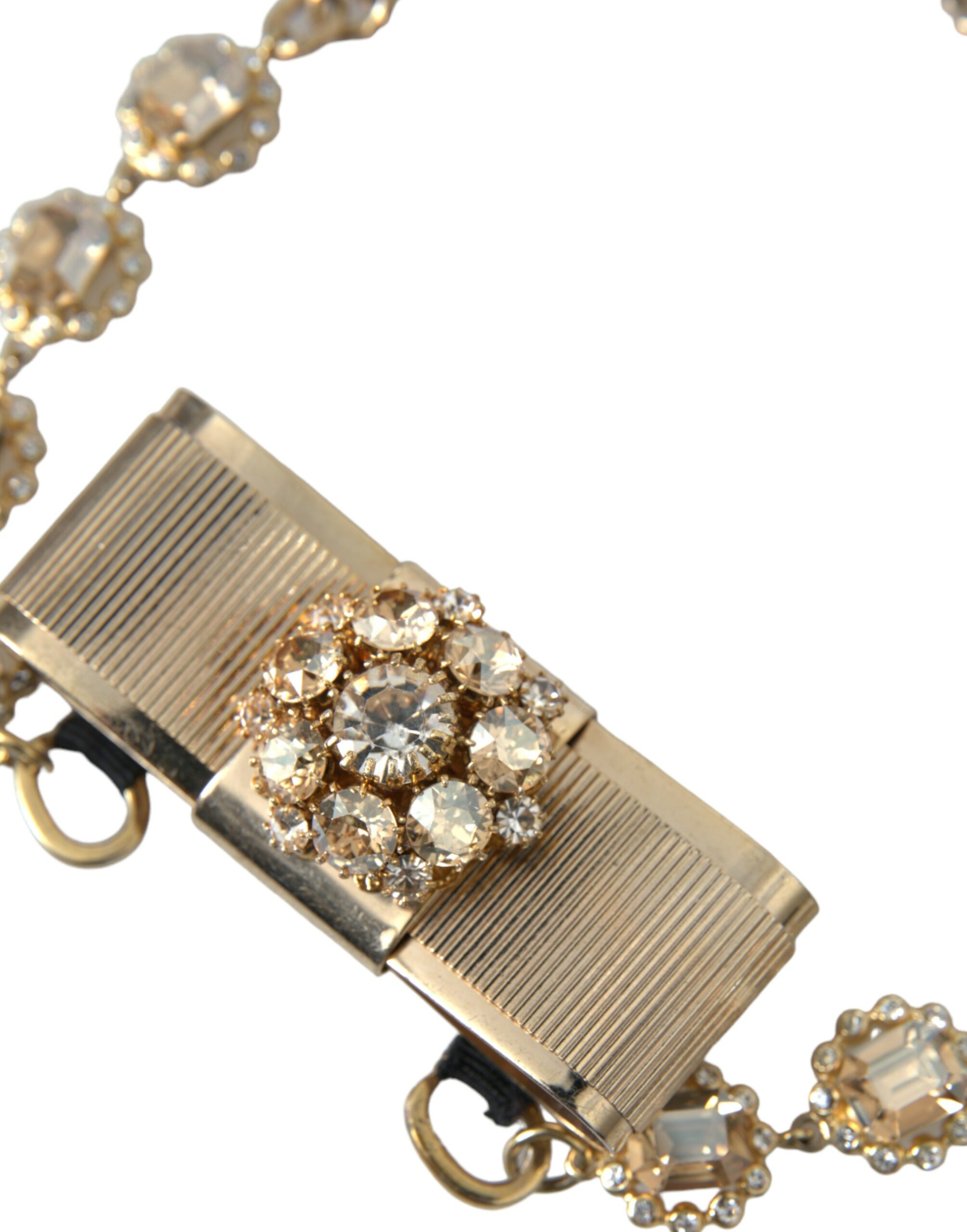 4404419.jpg Gold Brass Clear Crystal Bow Chain Choker Necklace - Image 2