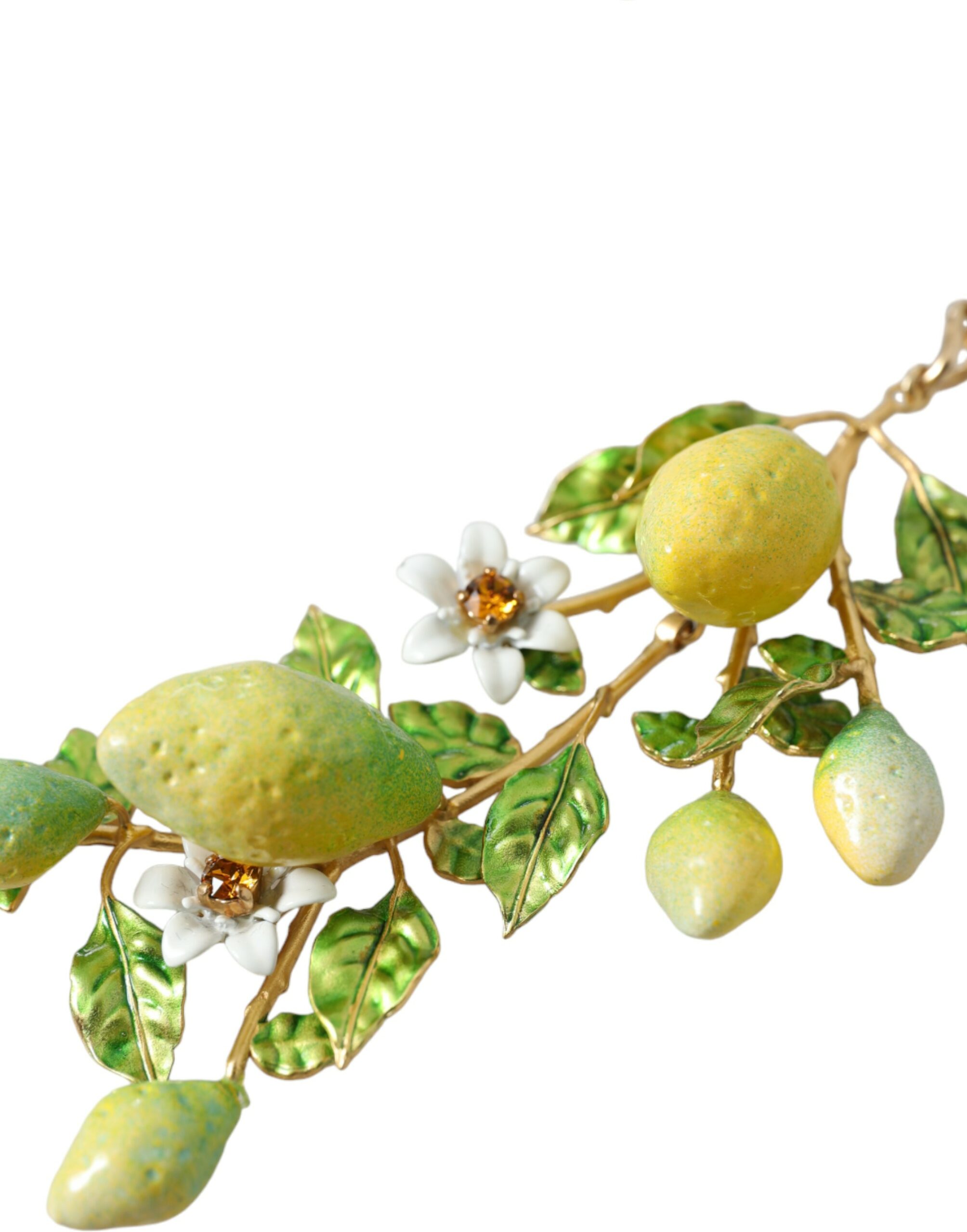 4404458.jpg Gold Brass Chain Crystal Lemon Lily Pendant Necklace - Image 3