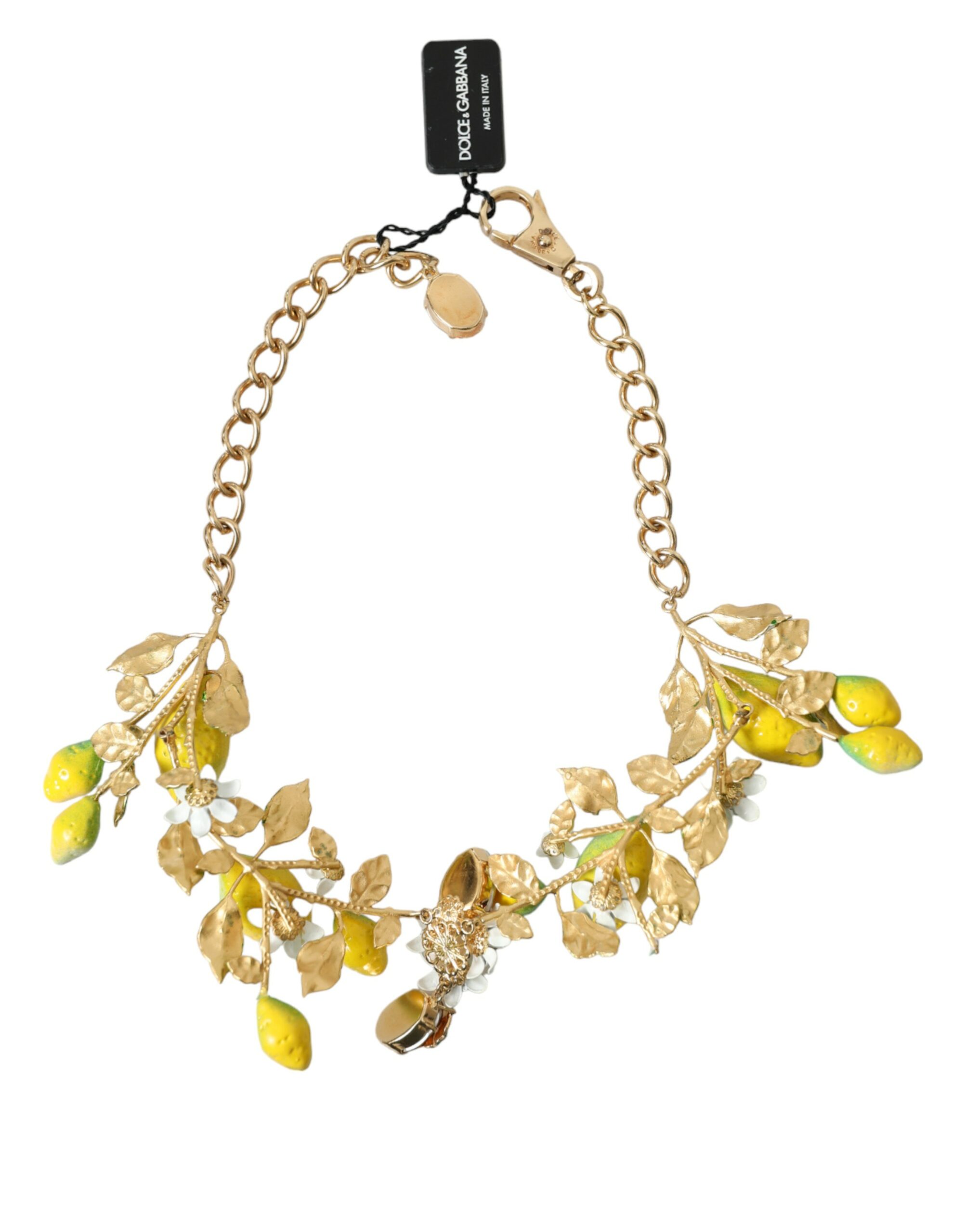 4404459.jpg Gold Brass Chain Crystal Lemon Lily Pendant Necklace - Image 4