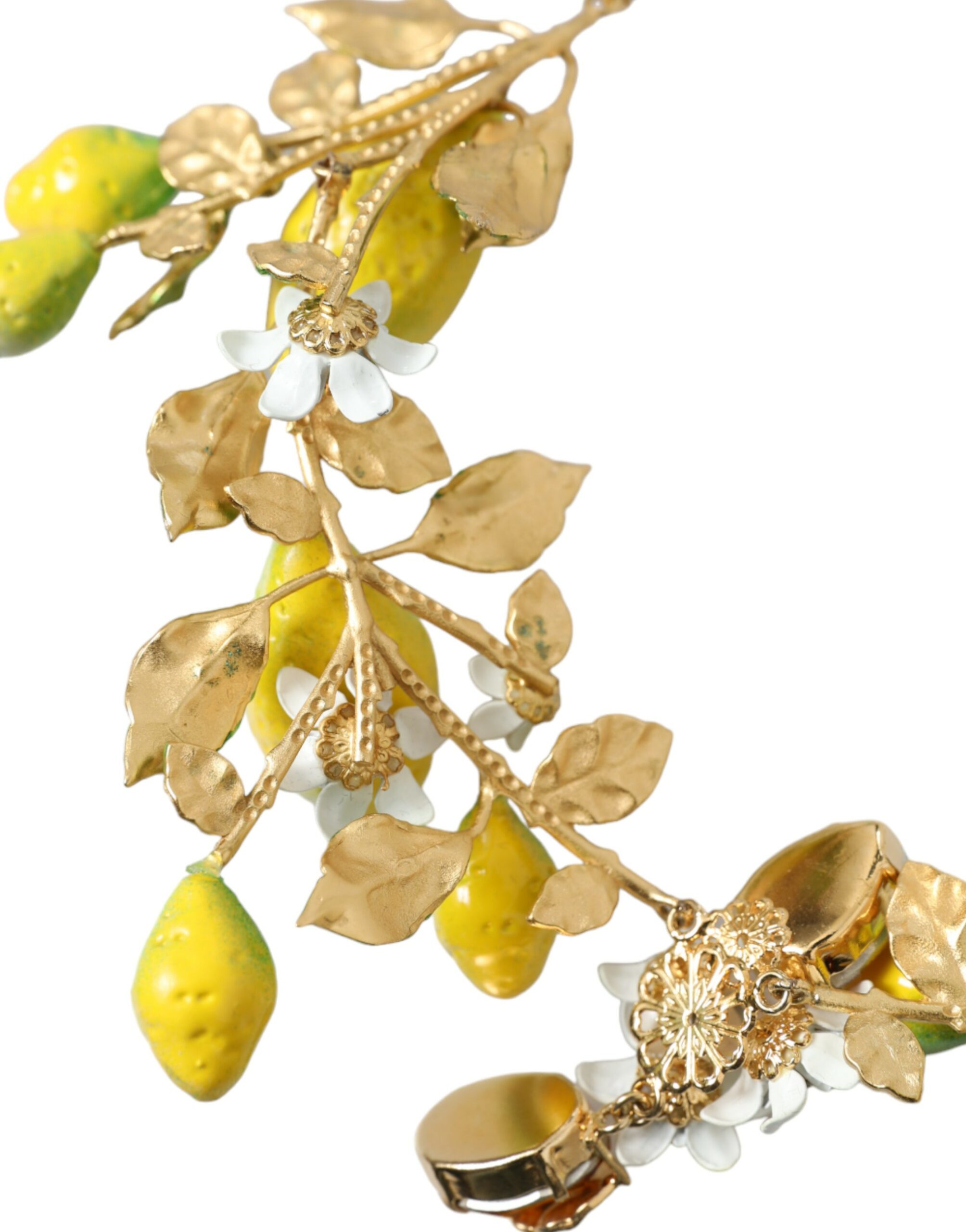 4404460.jpg Gold Brass Chain Crystal Lemon Lily Pendant Necklace - Image 5