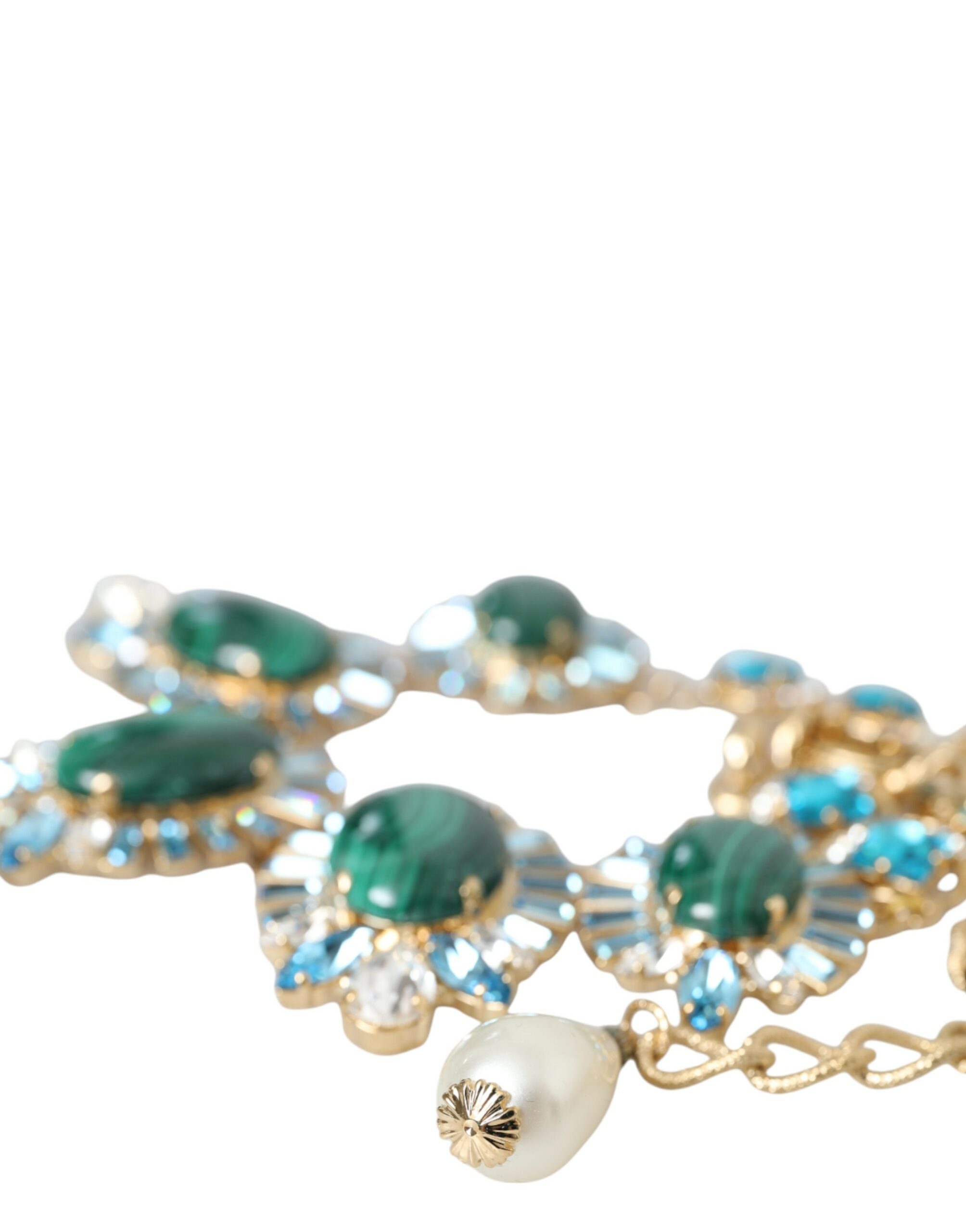 4416809.jpg Gold ToneBrass PIETRE OVALI Crystal Embellished Necklace - Image 4