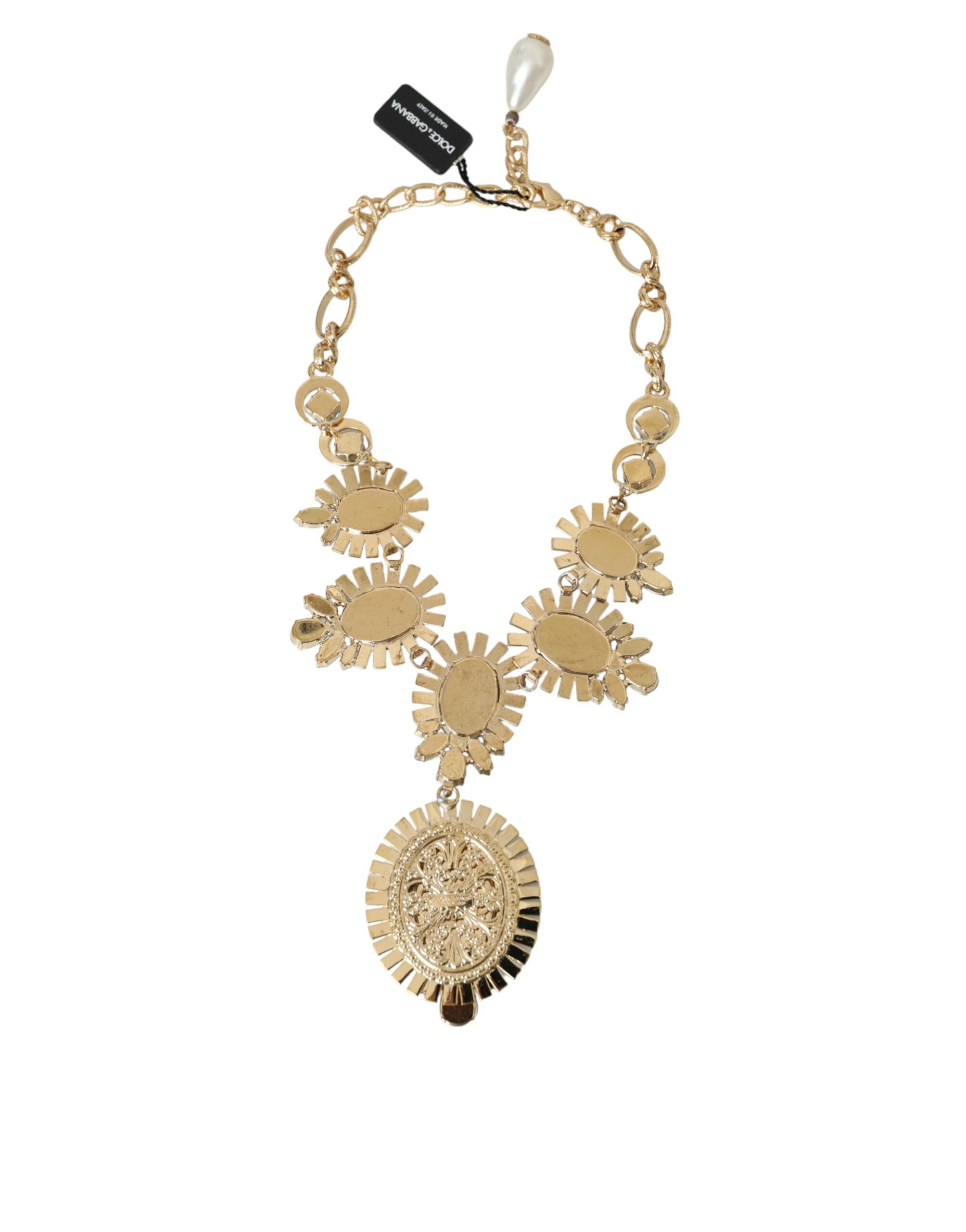 4416810.jpg Gold ToneBrass PIETRE OVALI Crystal Embellished Necklace - Image 5