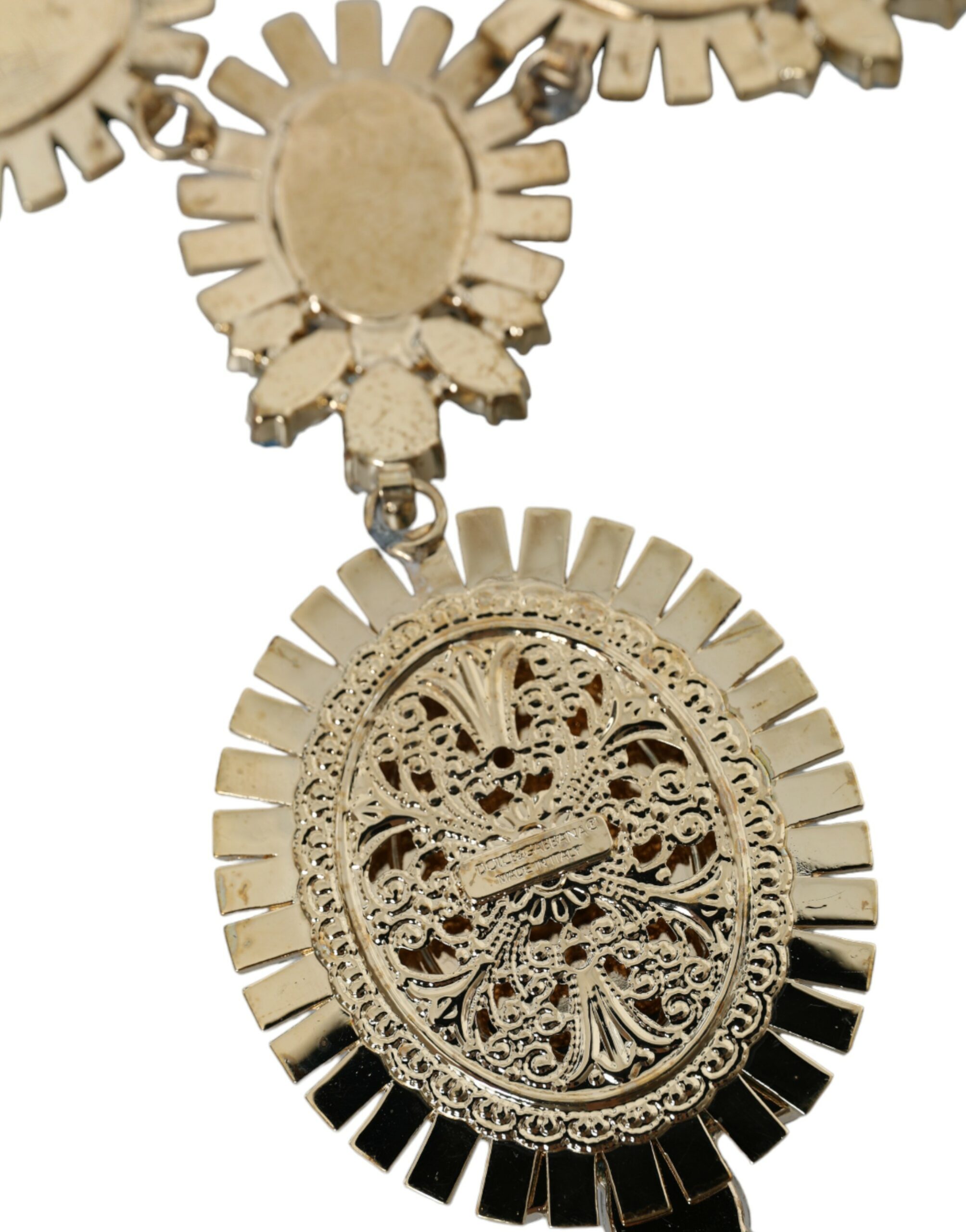 4416811.jpg Gold ToneBrass PIETRE OVALI Crystal Embellished Necklace - Image 6