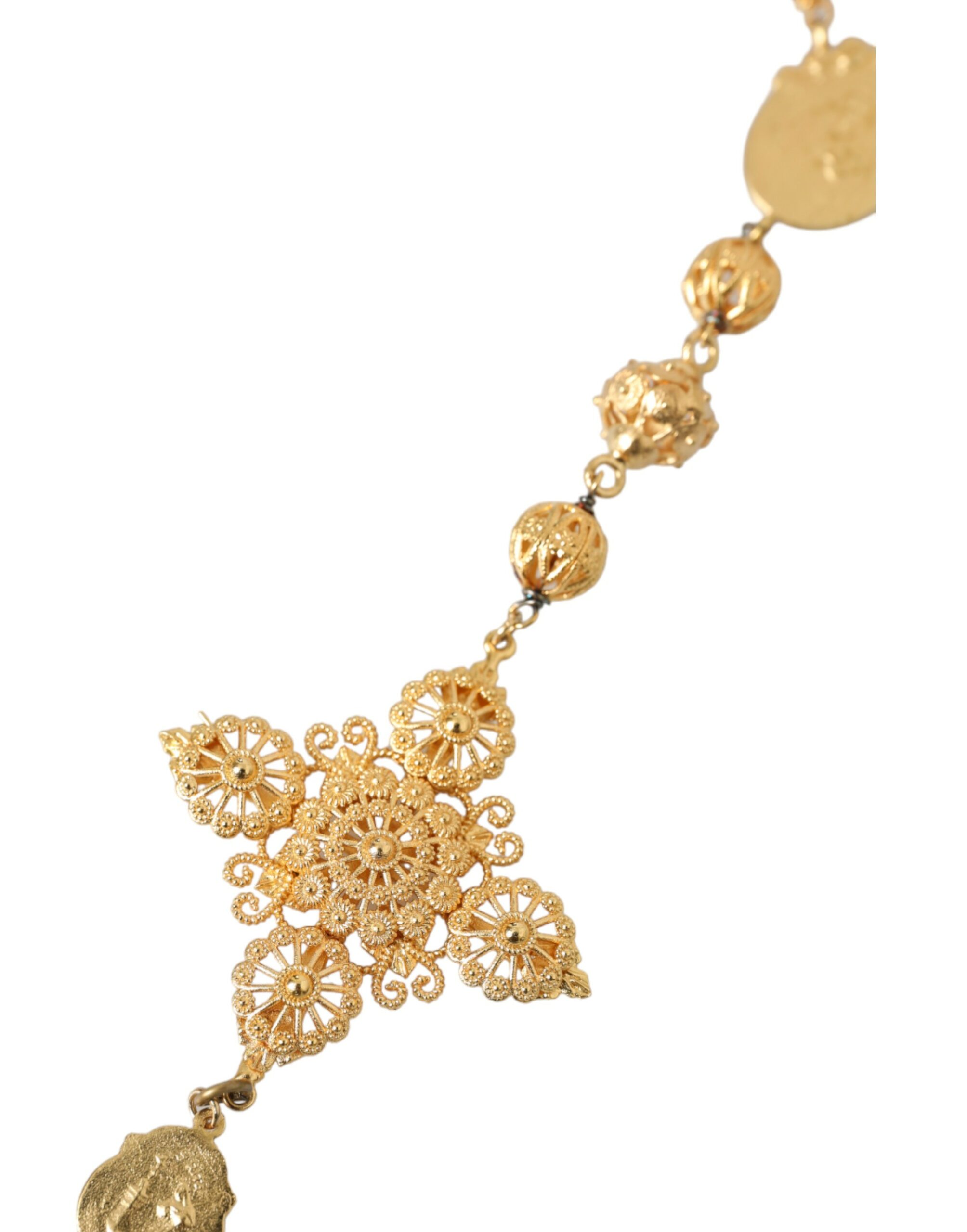 4416827.jpg Gold Tone Chain Brass Beaded Statement Sicily Necklace - Image 2